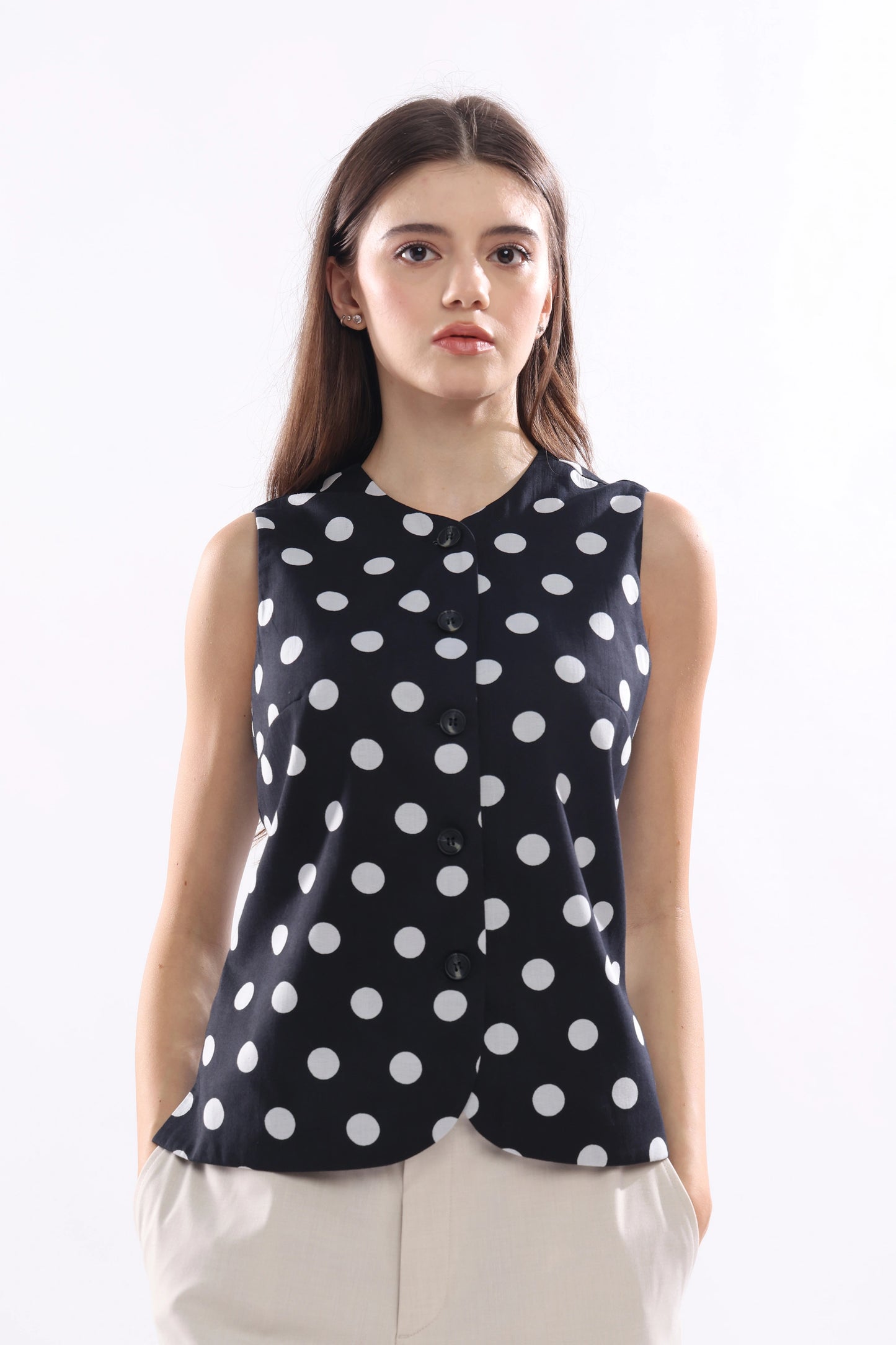 Onyx Polka Vest Top