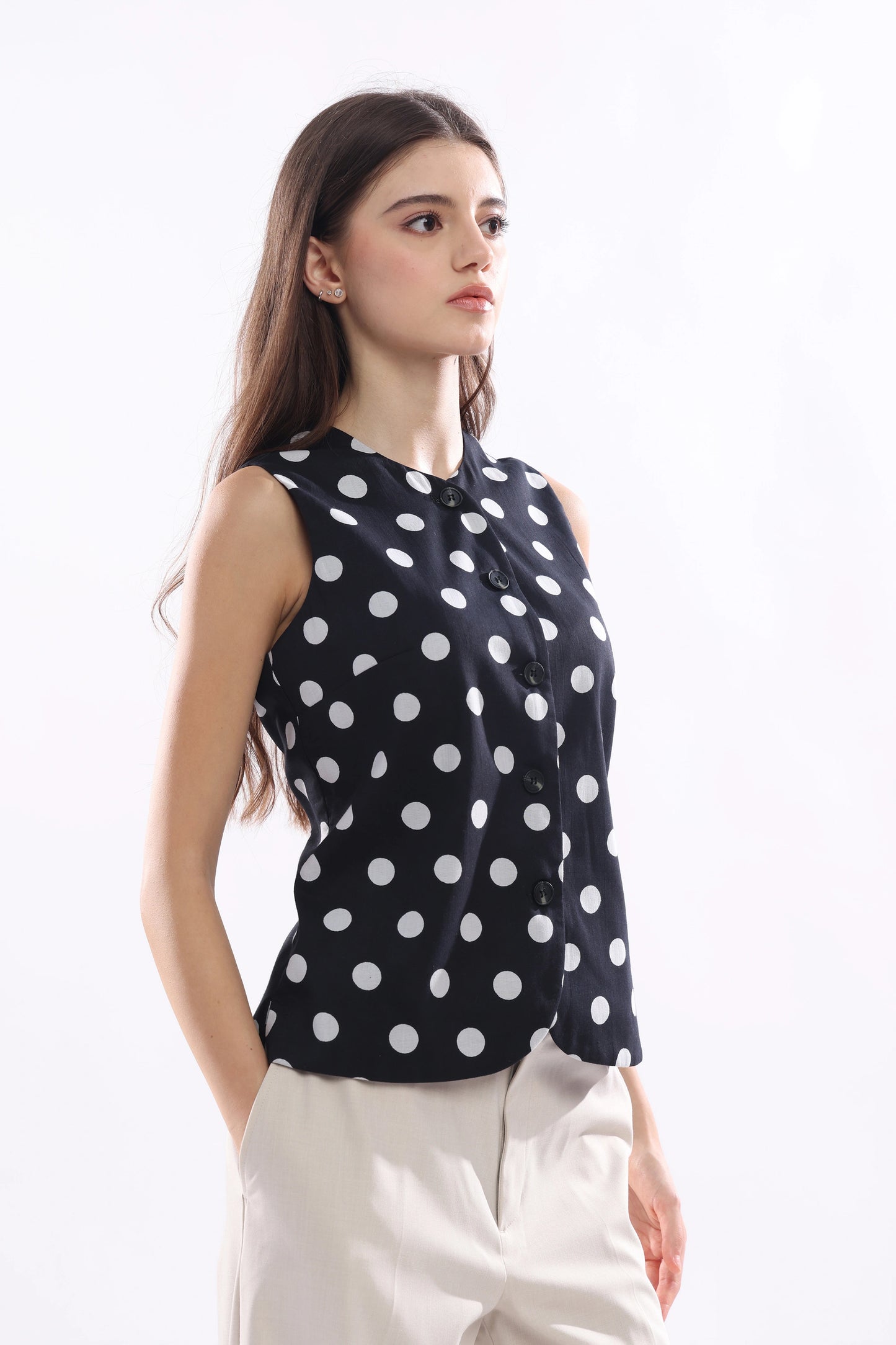 Onyx Polka Vest Top