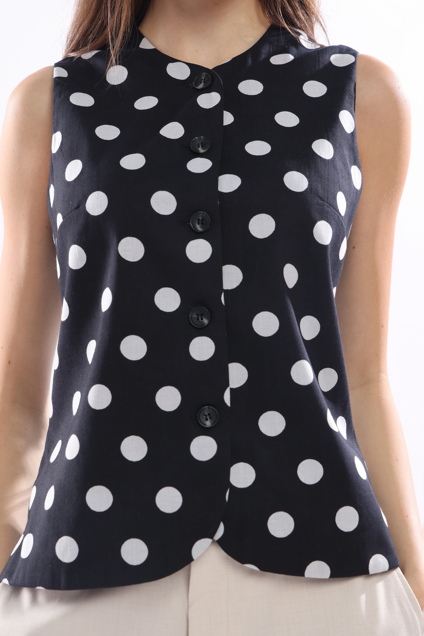 Onyx Polka Vest Top