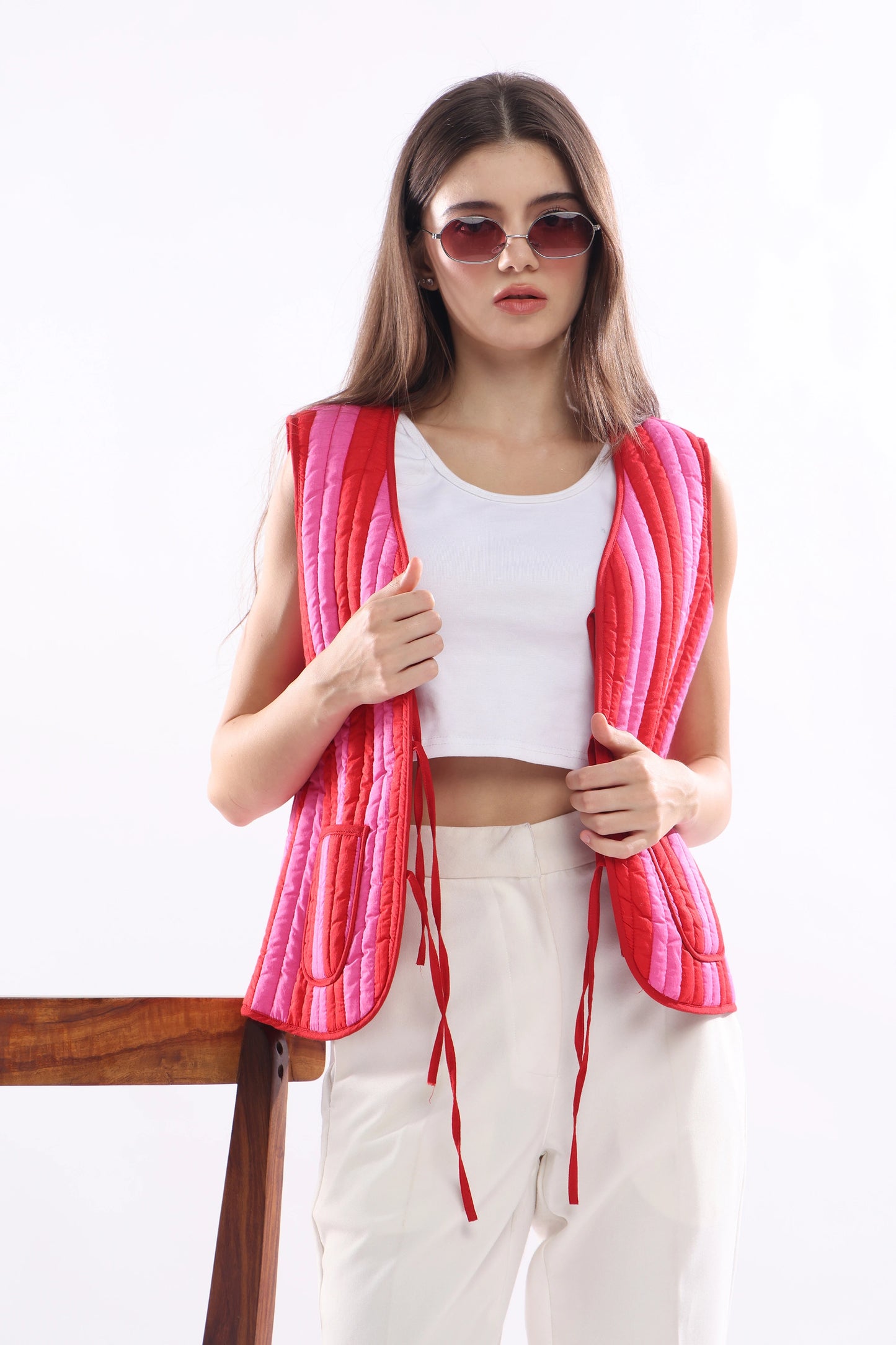 Rose Ember Quilted Vest Jacket