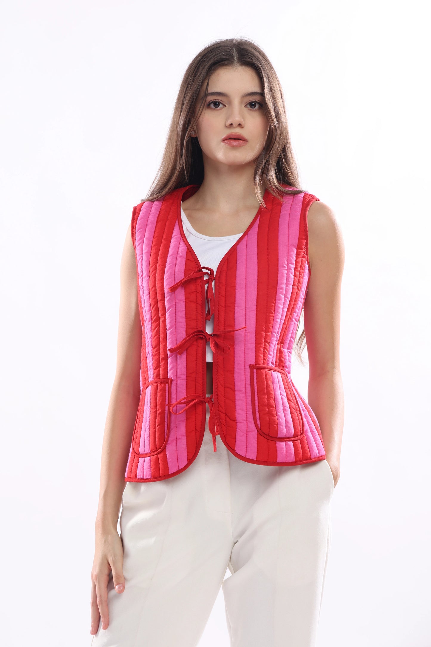 Rose Ember Quilted Vest Jacket
