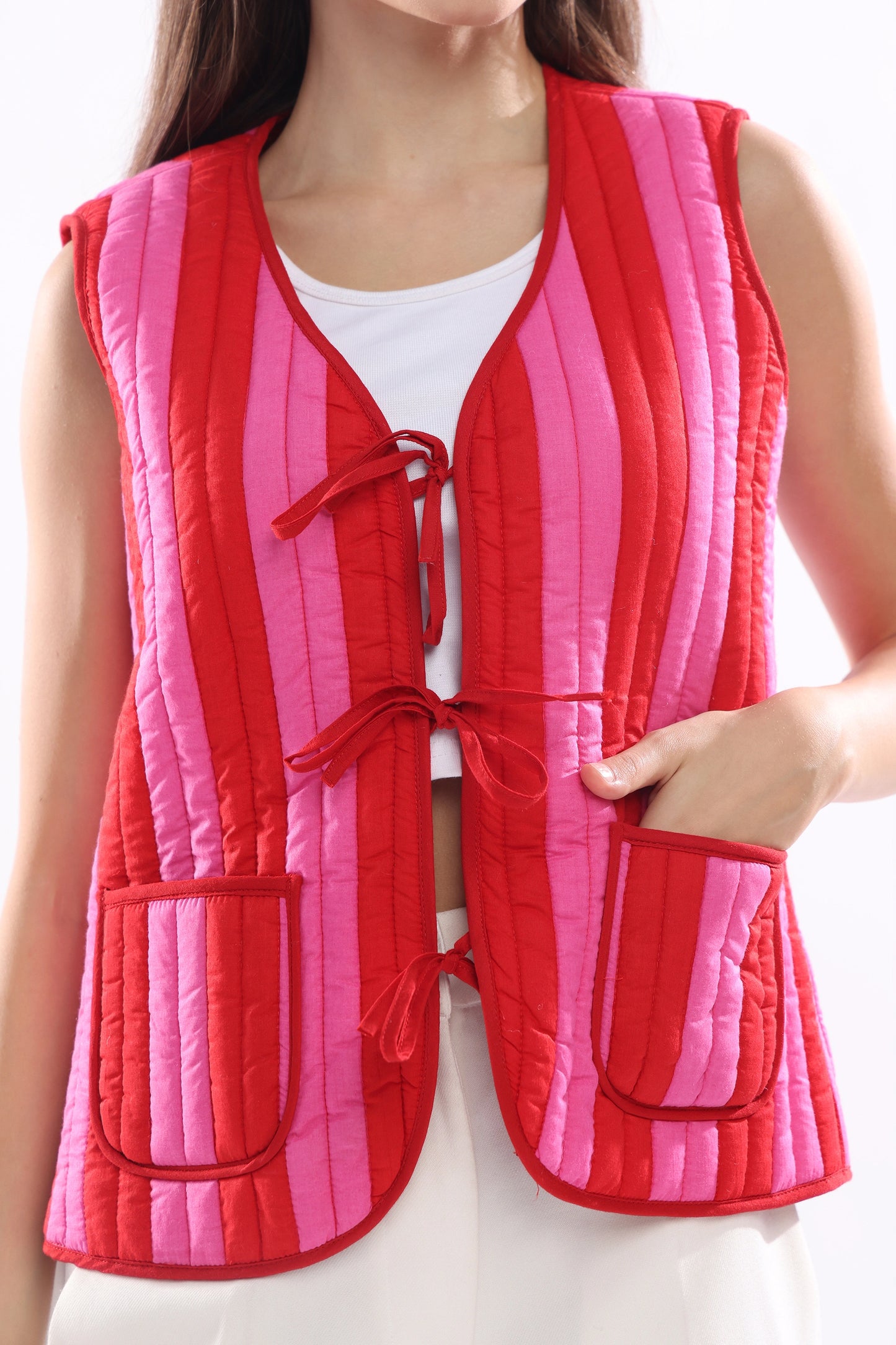 Rose Ember Quilted Vest Jacket