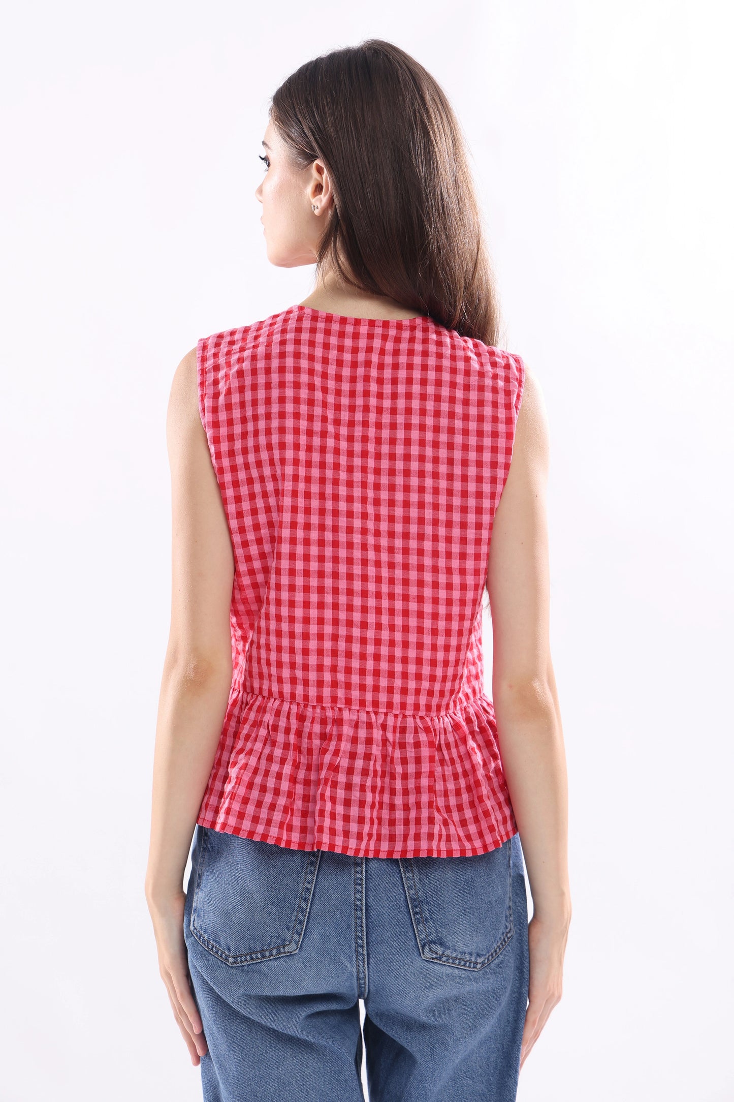 Crossline Sleeveless Top with Tie Ribbons