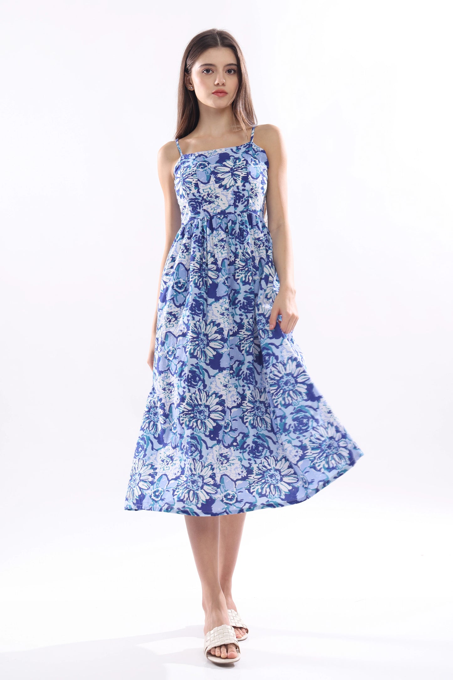 Floré Bleu Midi Dress