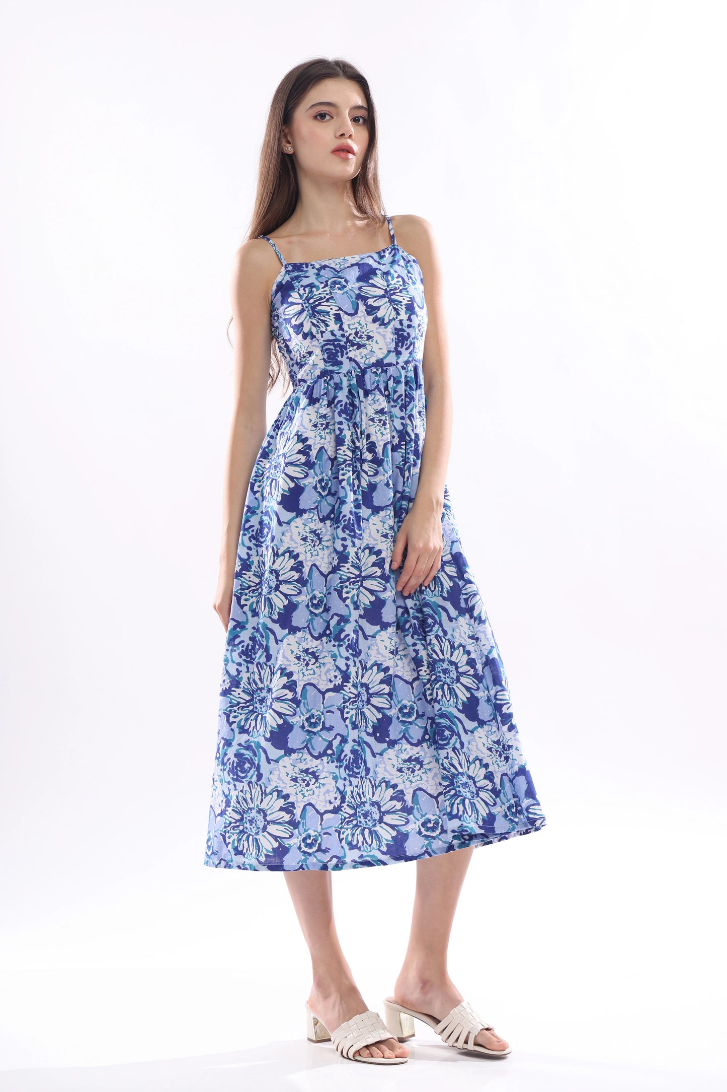 Floré Bleu Midi Dress
