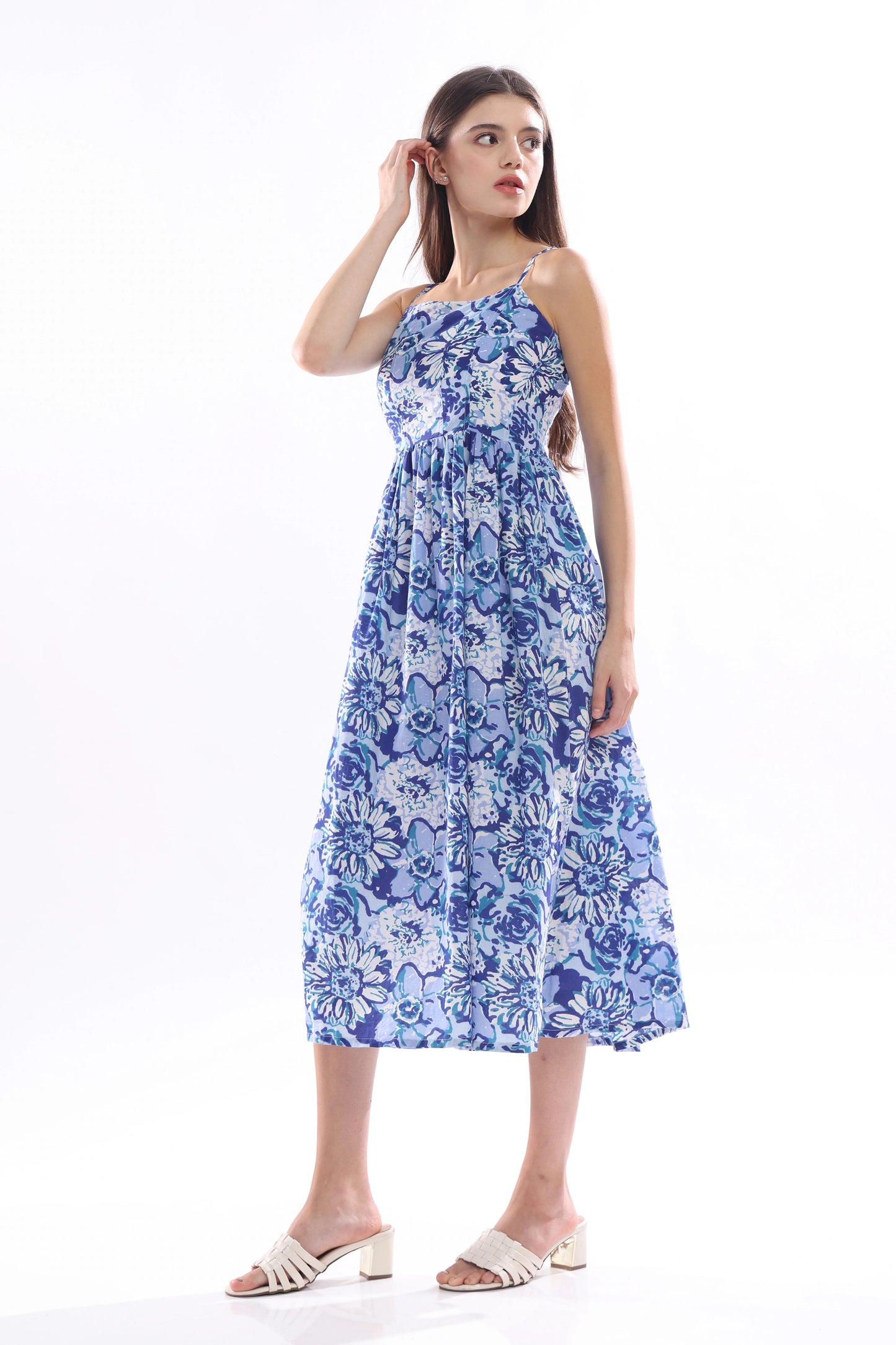 Floré Bleu Midi Dress