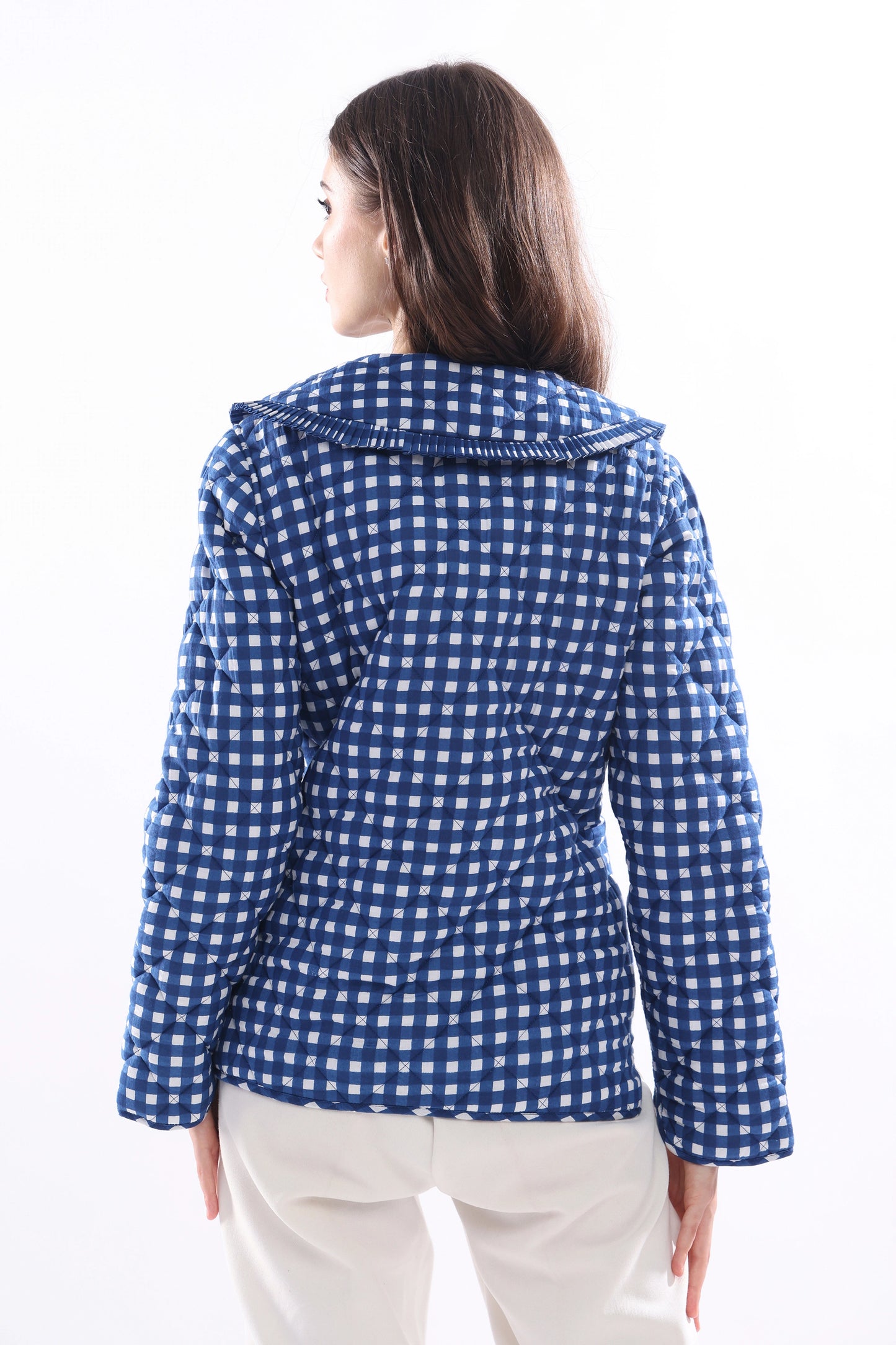 Gingham Blue Full Sleeve Jacket