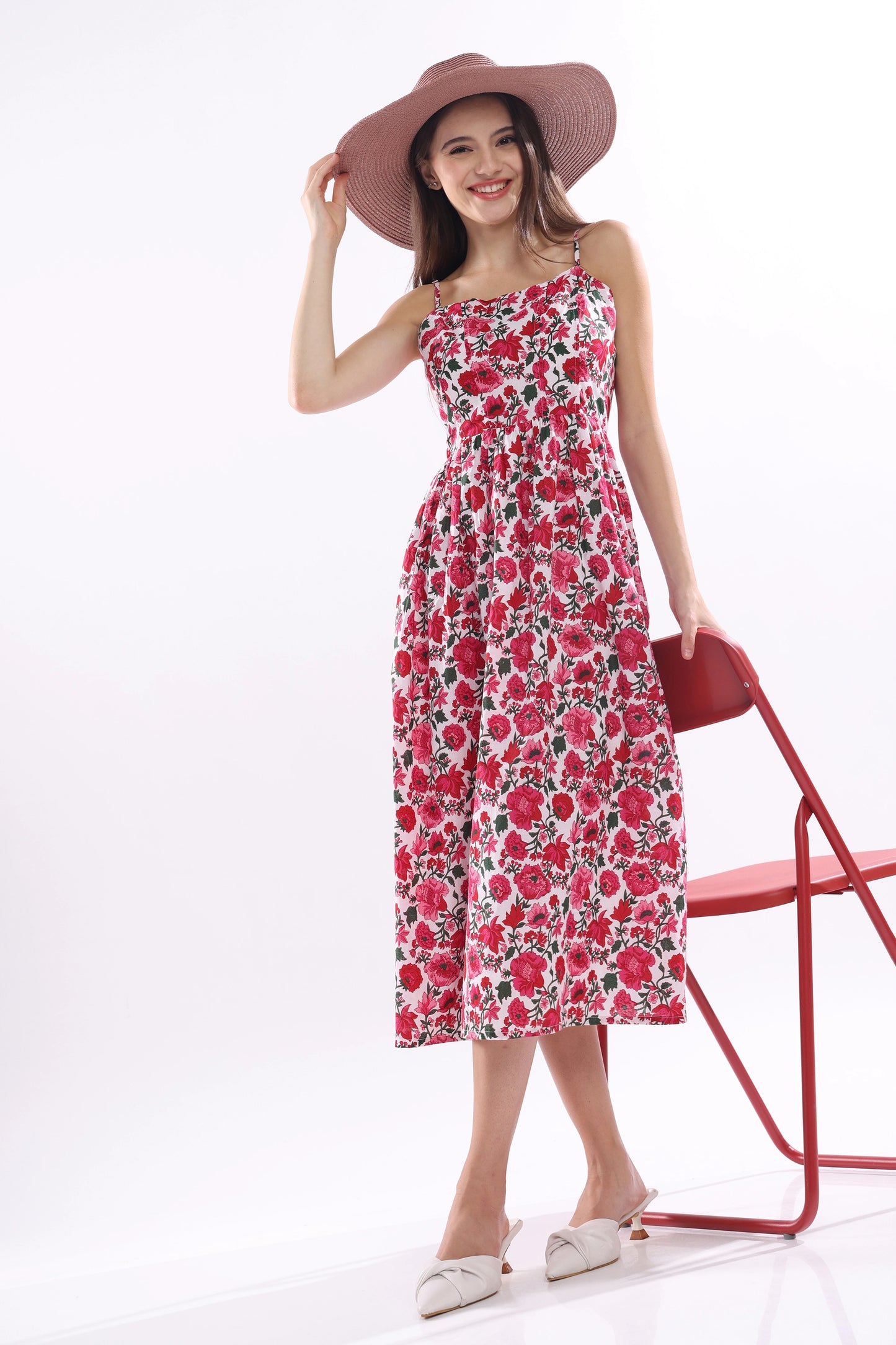 Rosé Garden Midi Dress