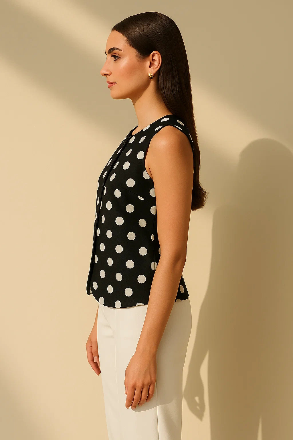 Onyx Polka Vest Top