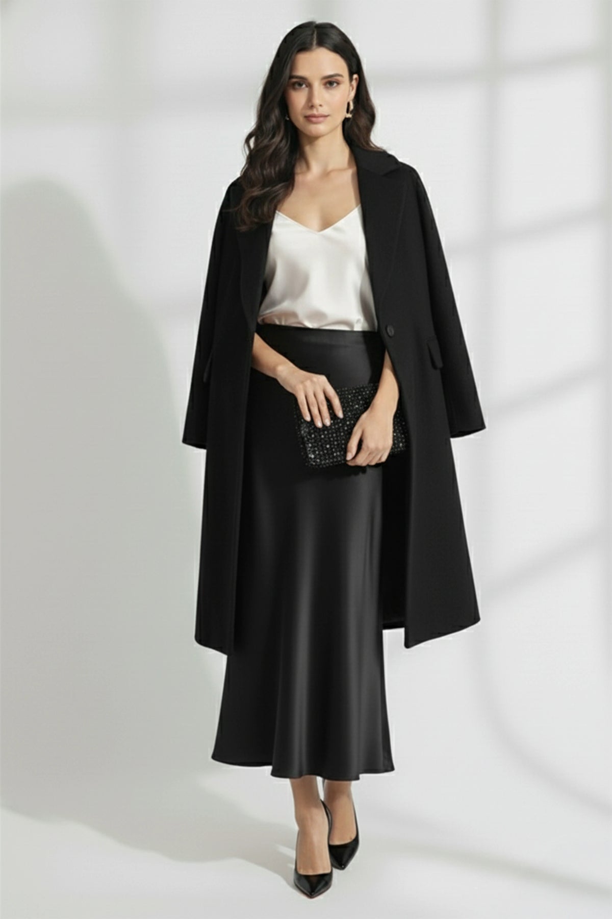 Black Satin Skirt