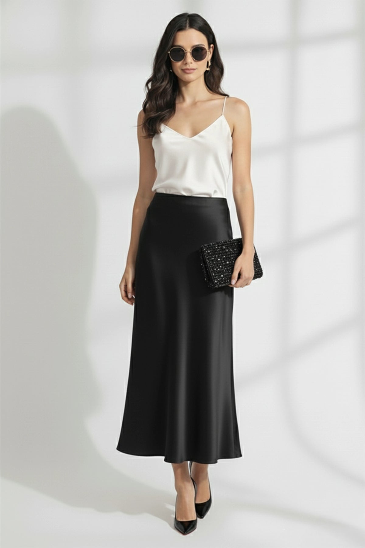 Black Satin Skirt