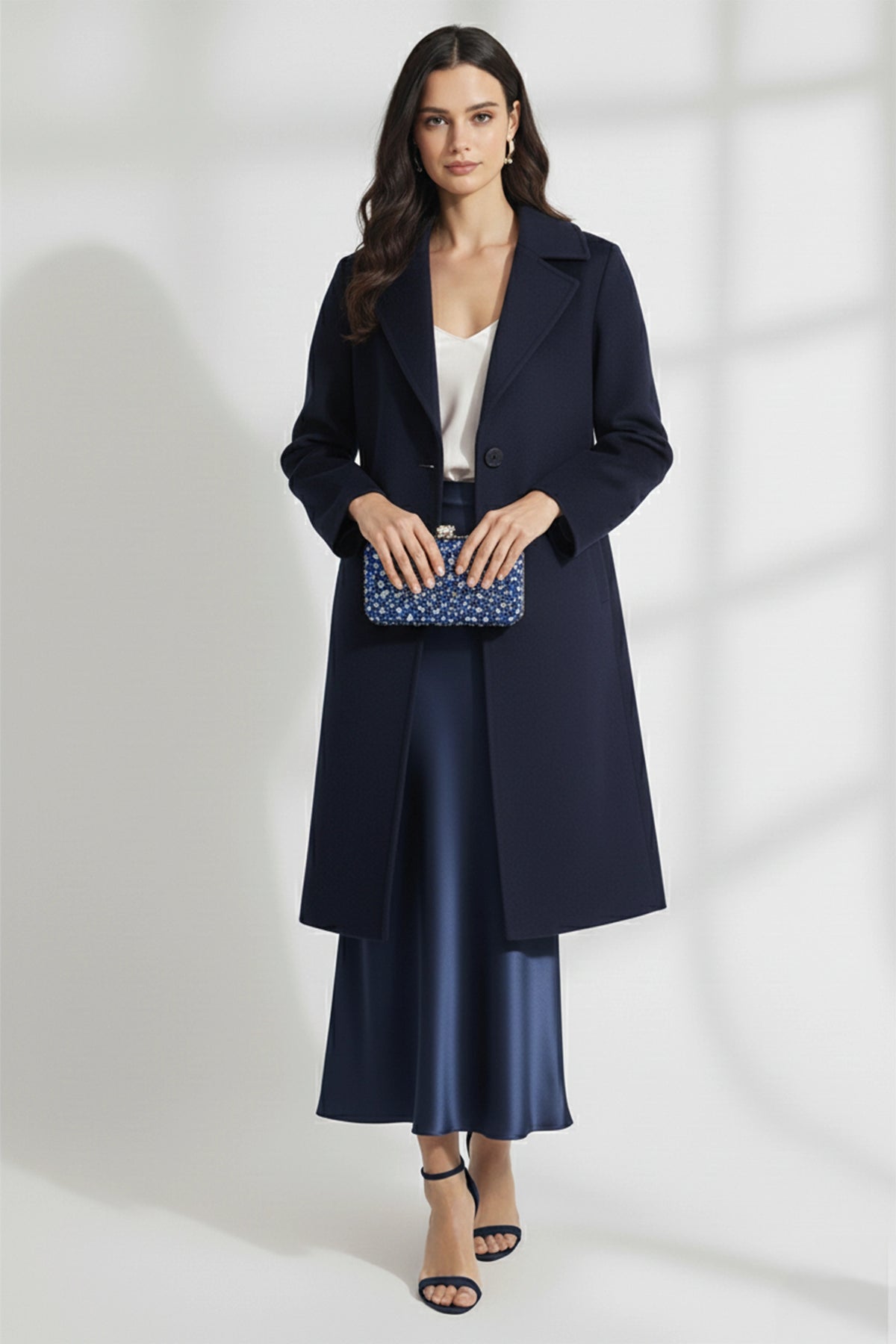Navy Satin Skirt