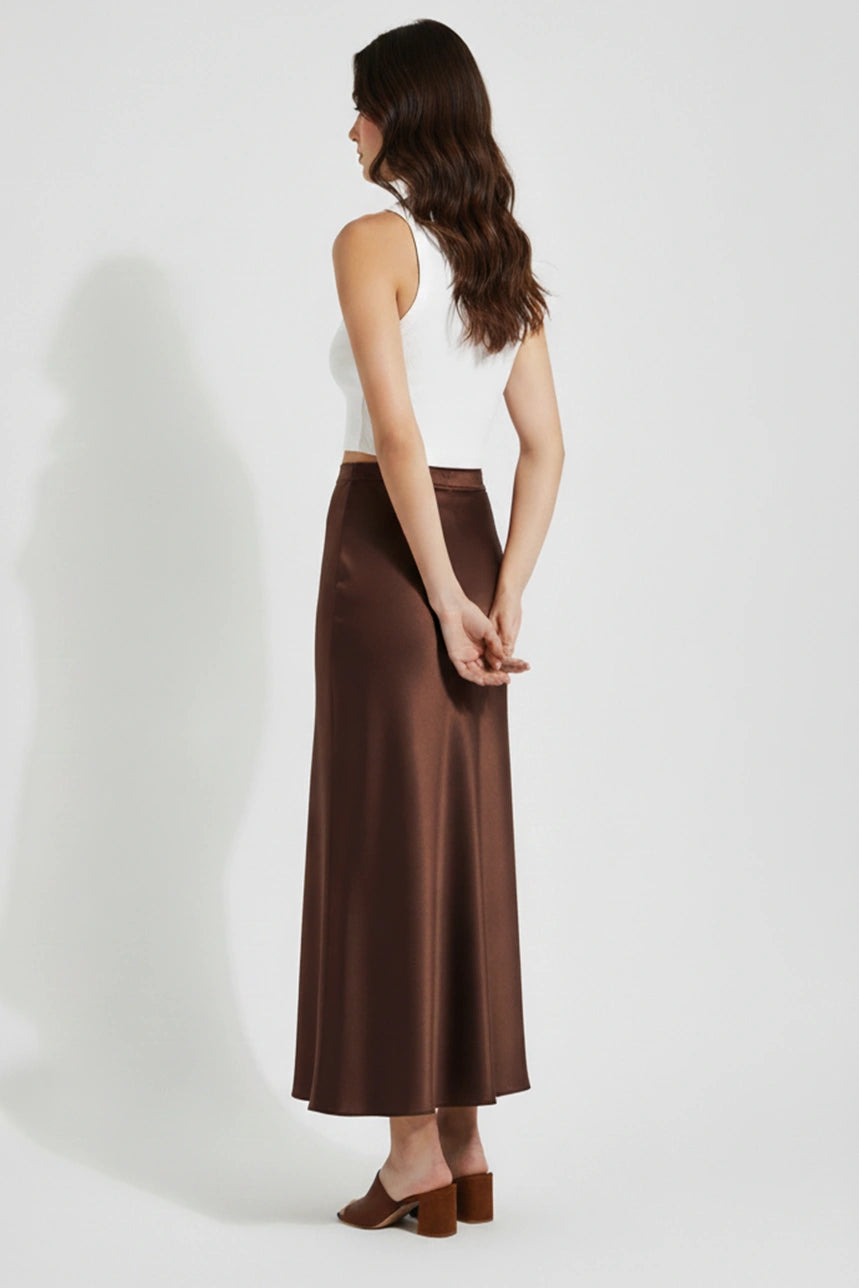 Cocoa Satin Skirt