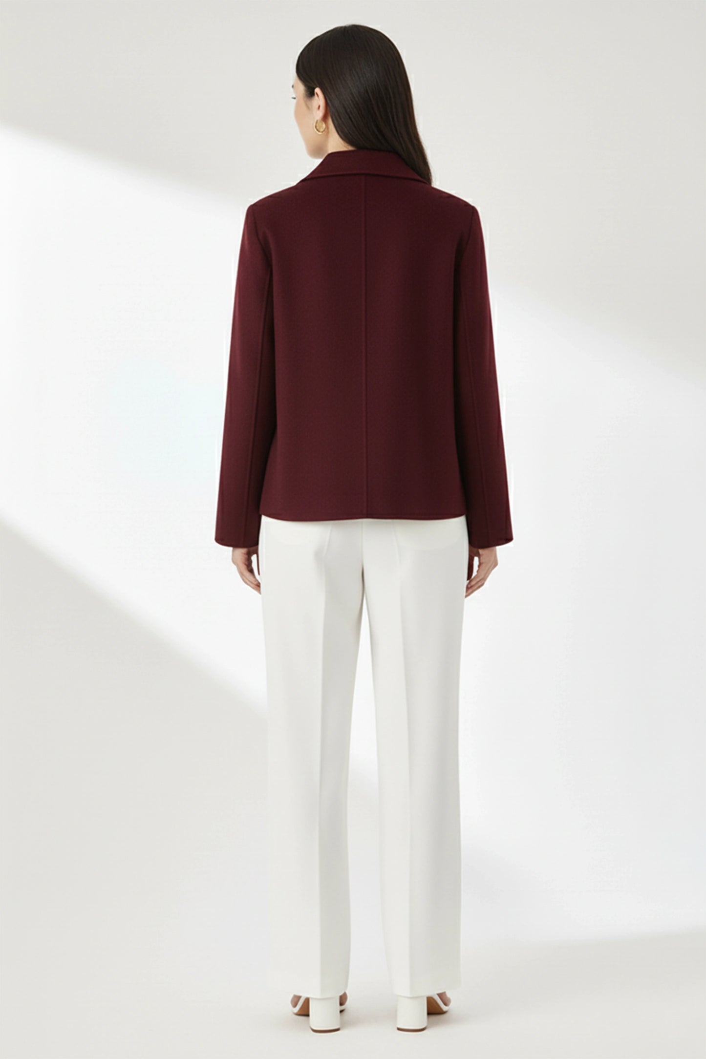 Felt Short Coat - Burgundy