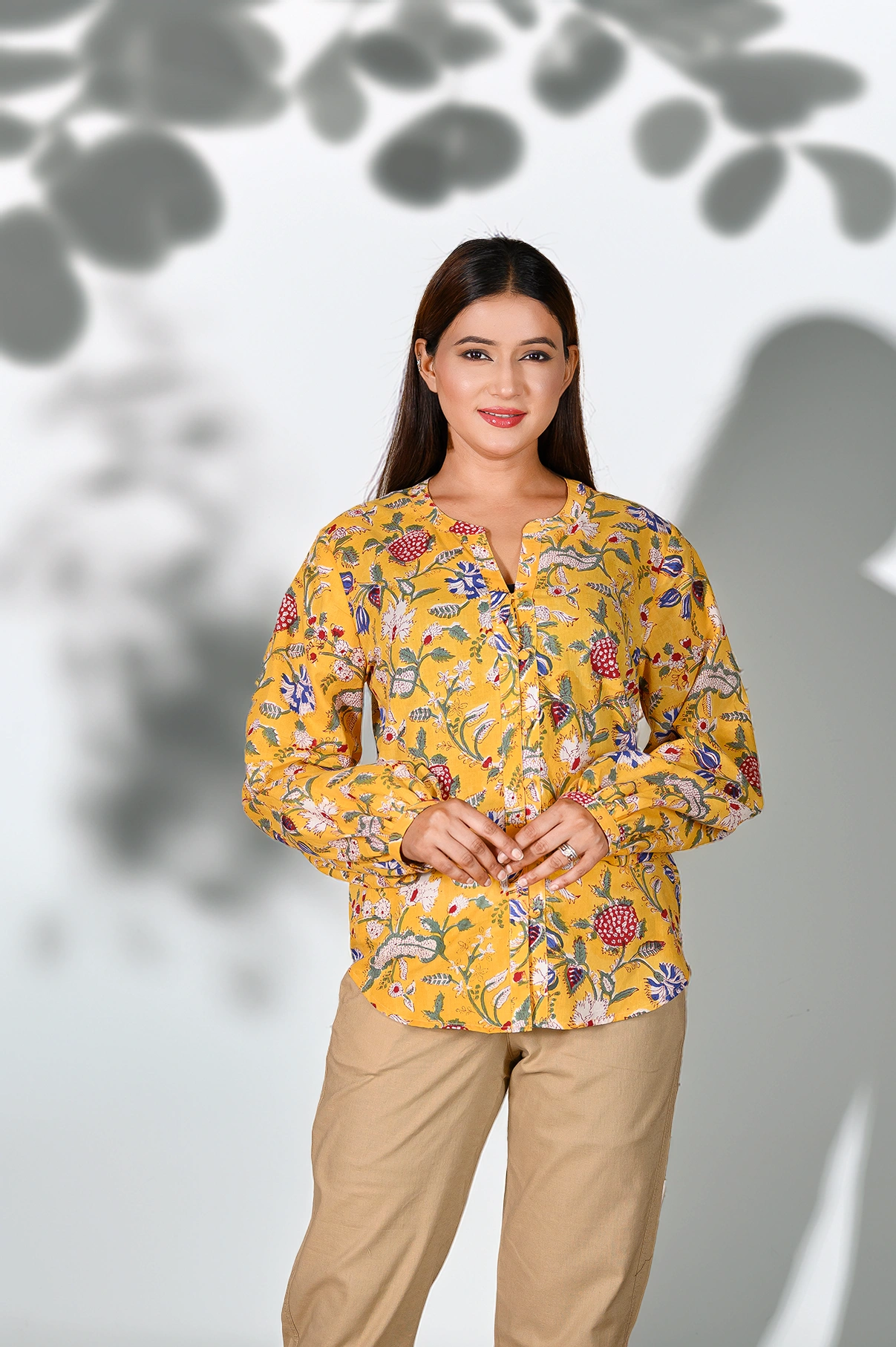Sunset Yellow Balloon Sleeve Top