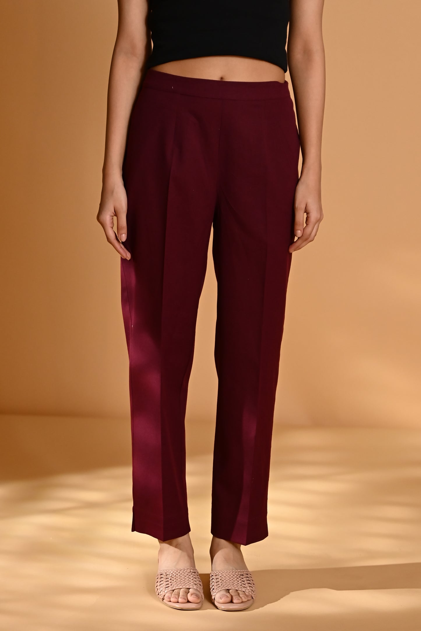 Elan Straight Fit Trouser- Maroon