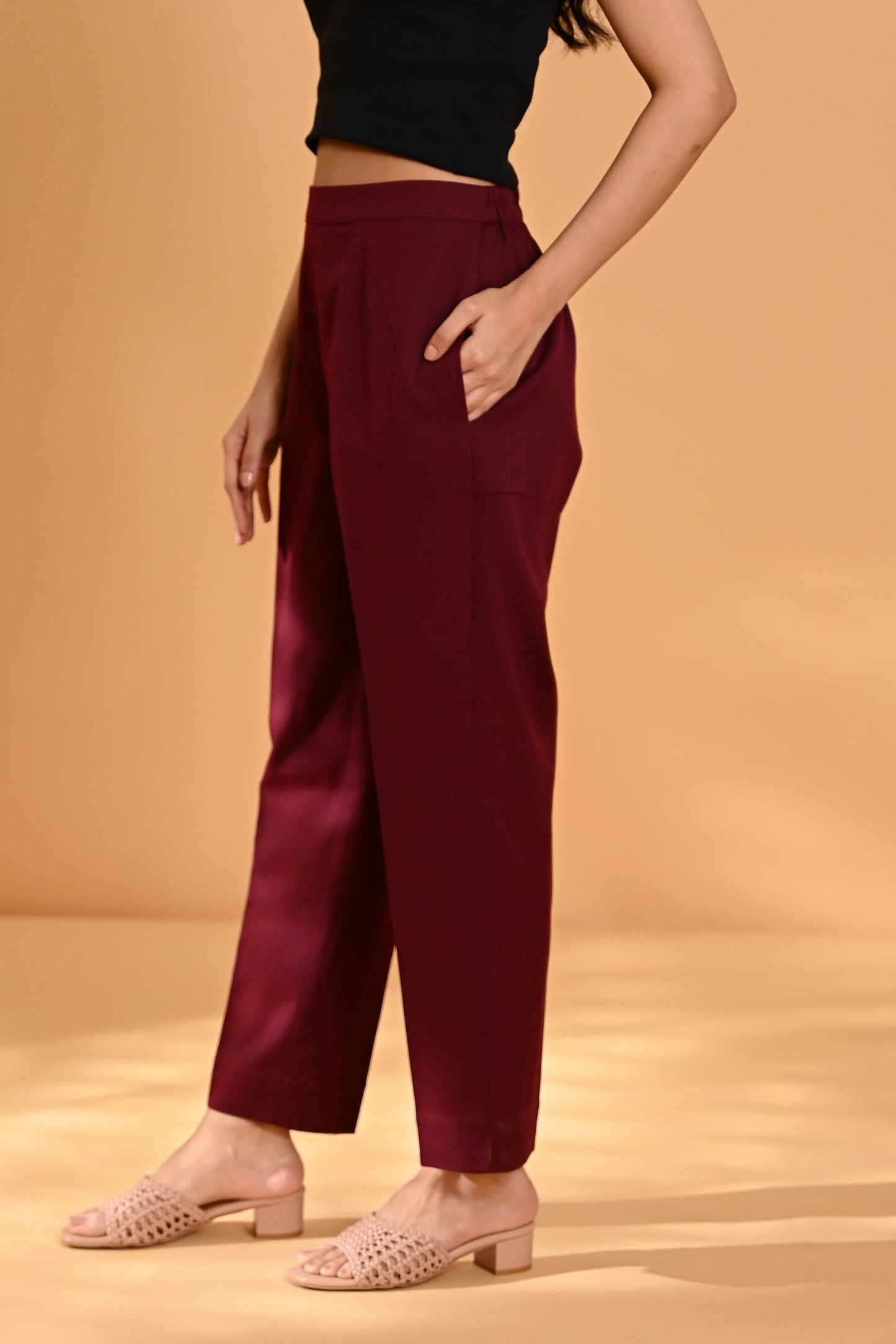 Elan Straight Fit Trouser- Maroon