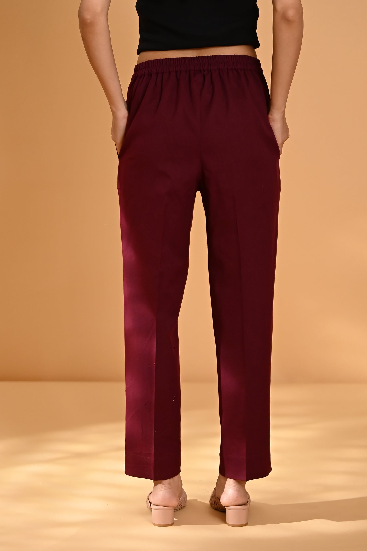 Elan Straight Fit Trouser- Maroon