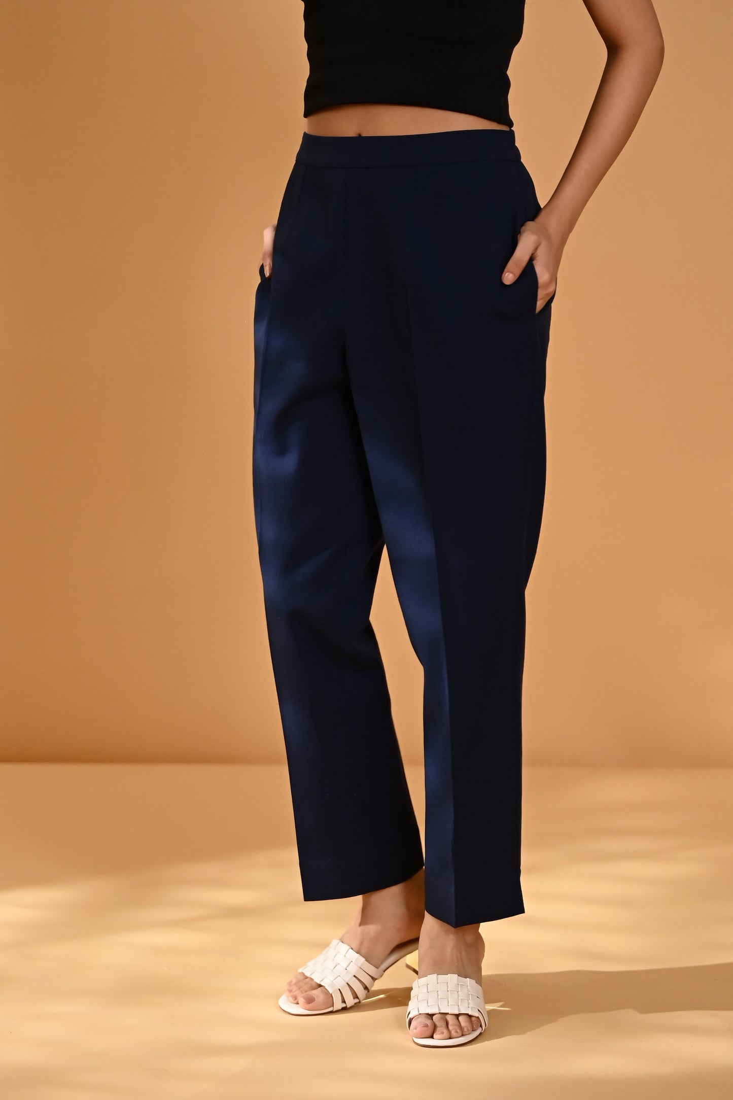 Elan Straight Fit Trouser- Navy Blue
