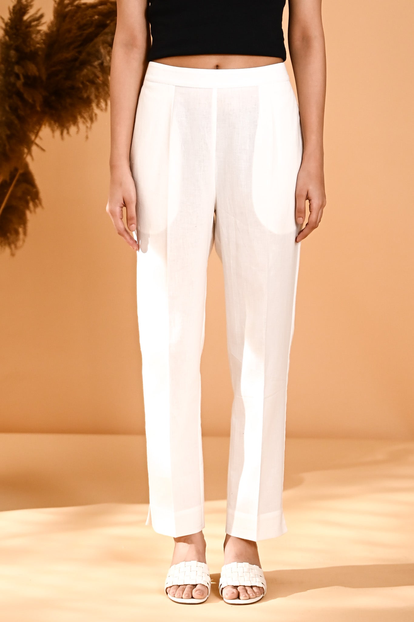 Elan Straight Fit Trouser- White