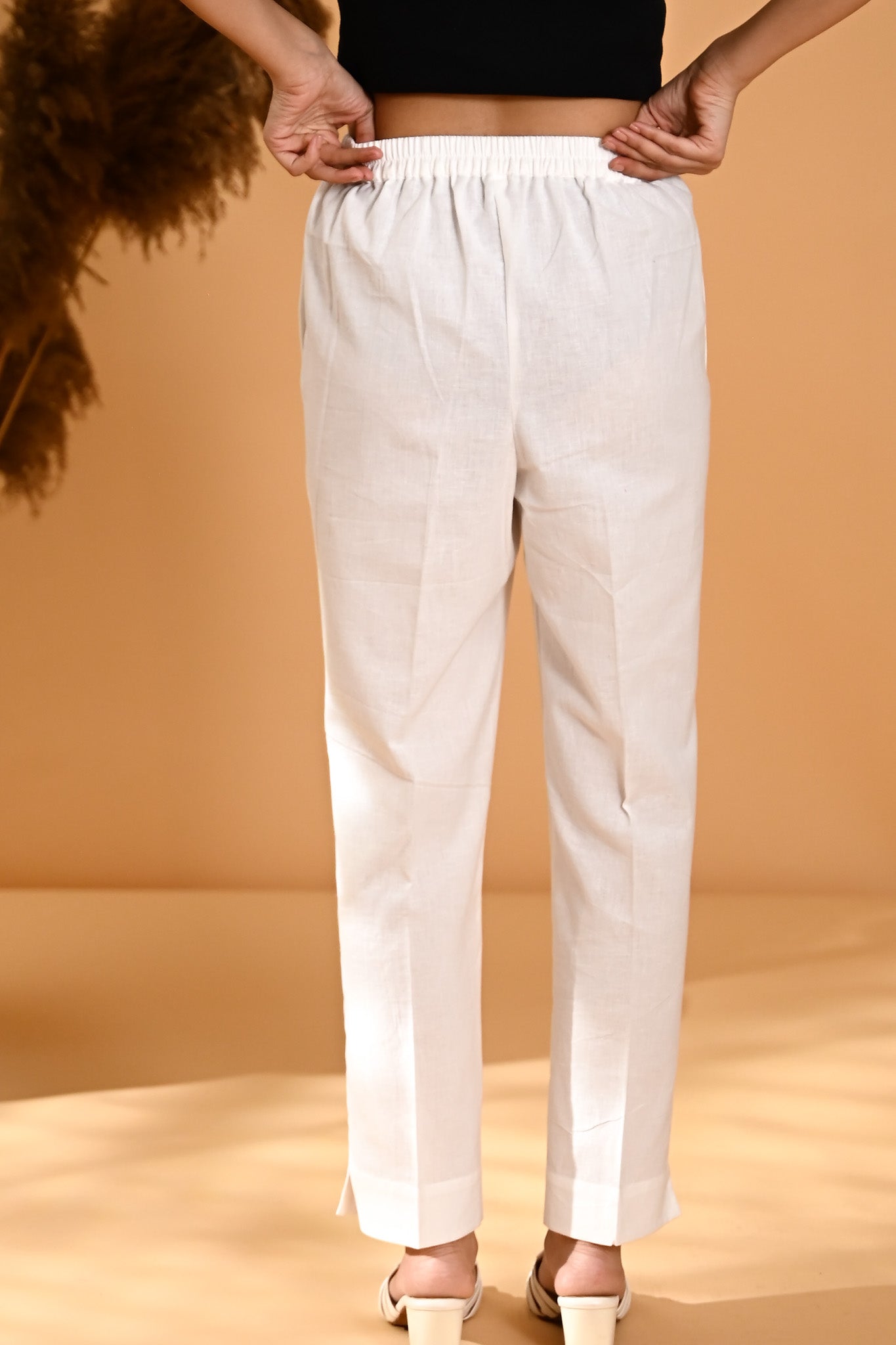 Elan Straight Fit Trouser- White