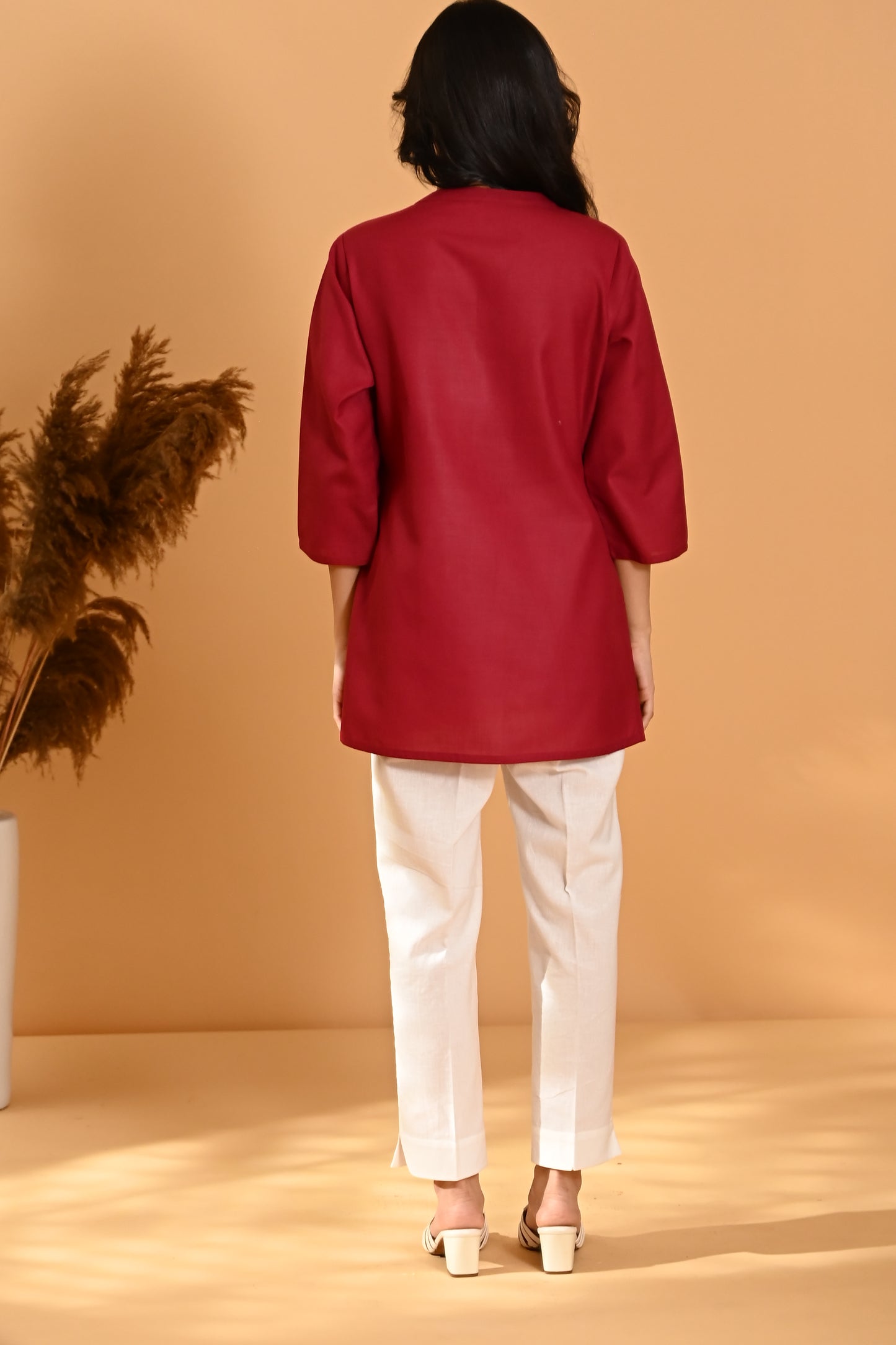 Elira Short Cotton Kurta- Red