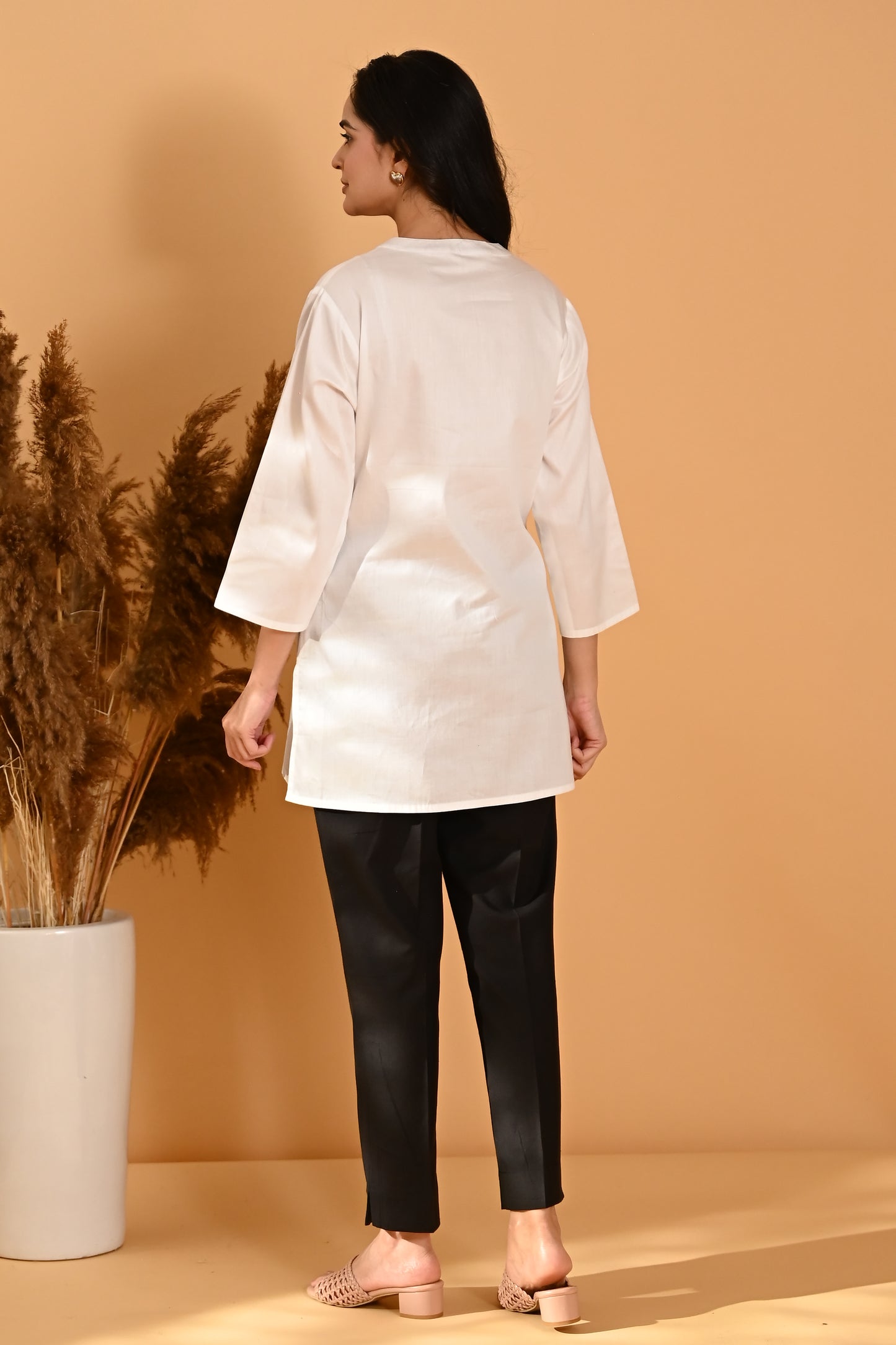 Elira Short Cotton Kurta- White