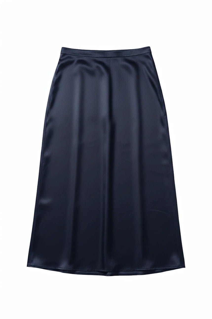 Navy Satin Skirt