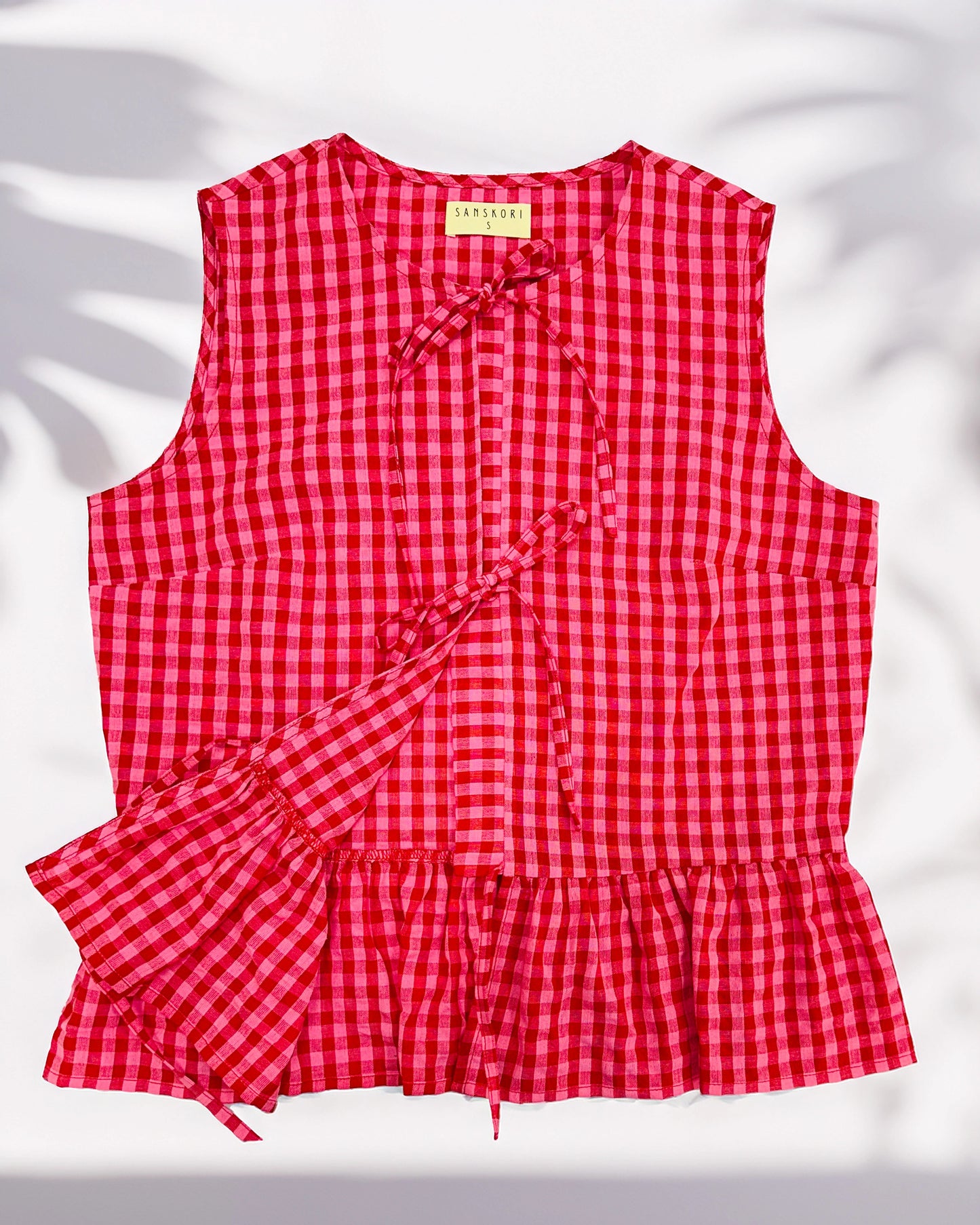 Crossline Sleeveless Top with Tie Ribbons