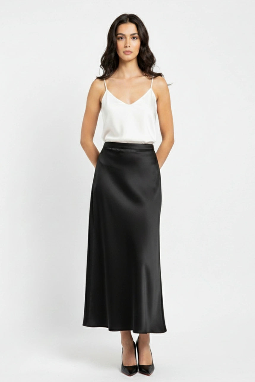 Black Satin Skirt