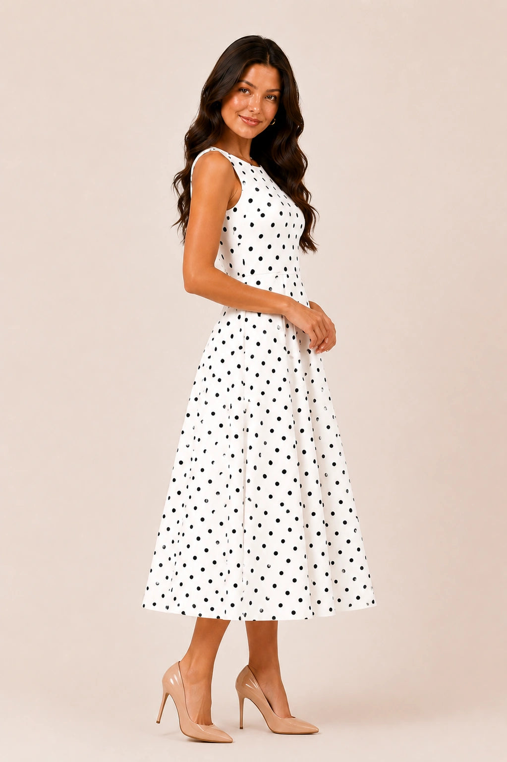 Classic Polka Midi Dress