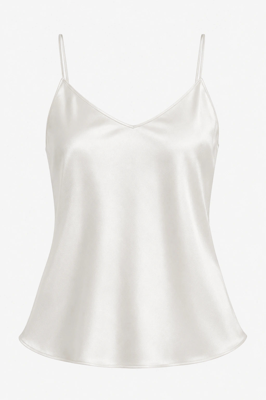Satin Spaghetti Strap Top - White
