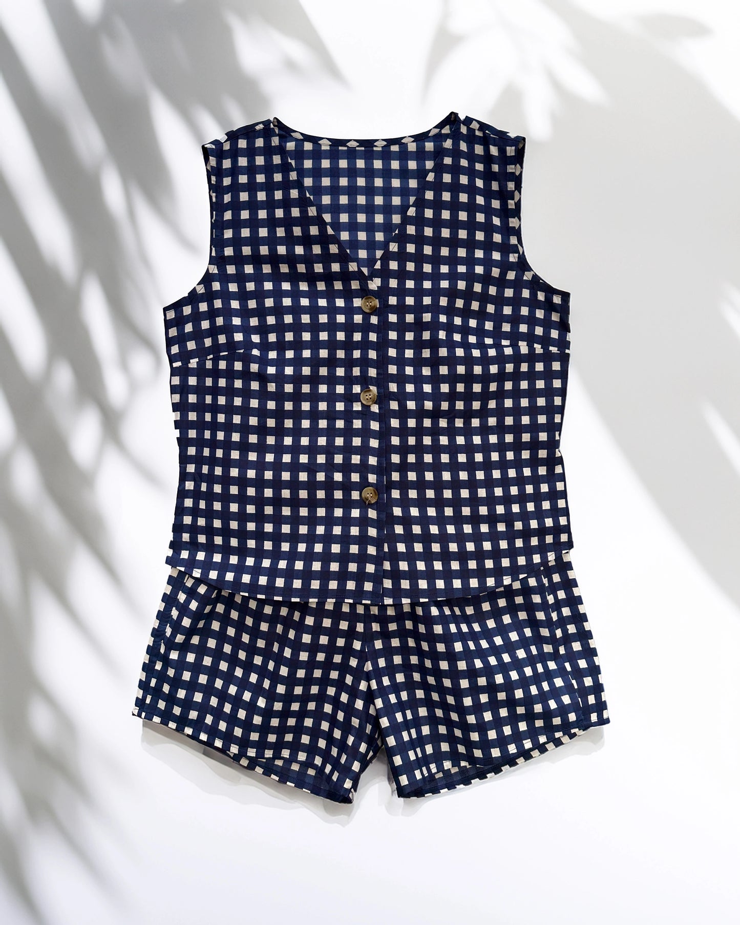 Nisara Gingham Co-Ord Set - Blue