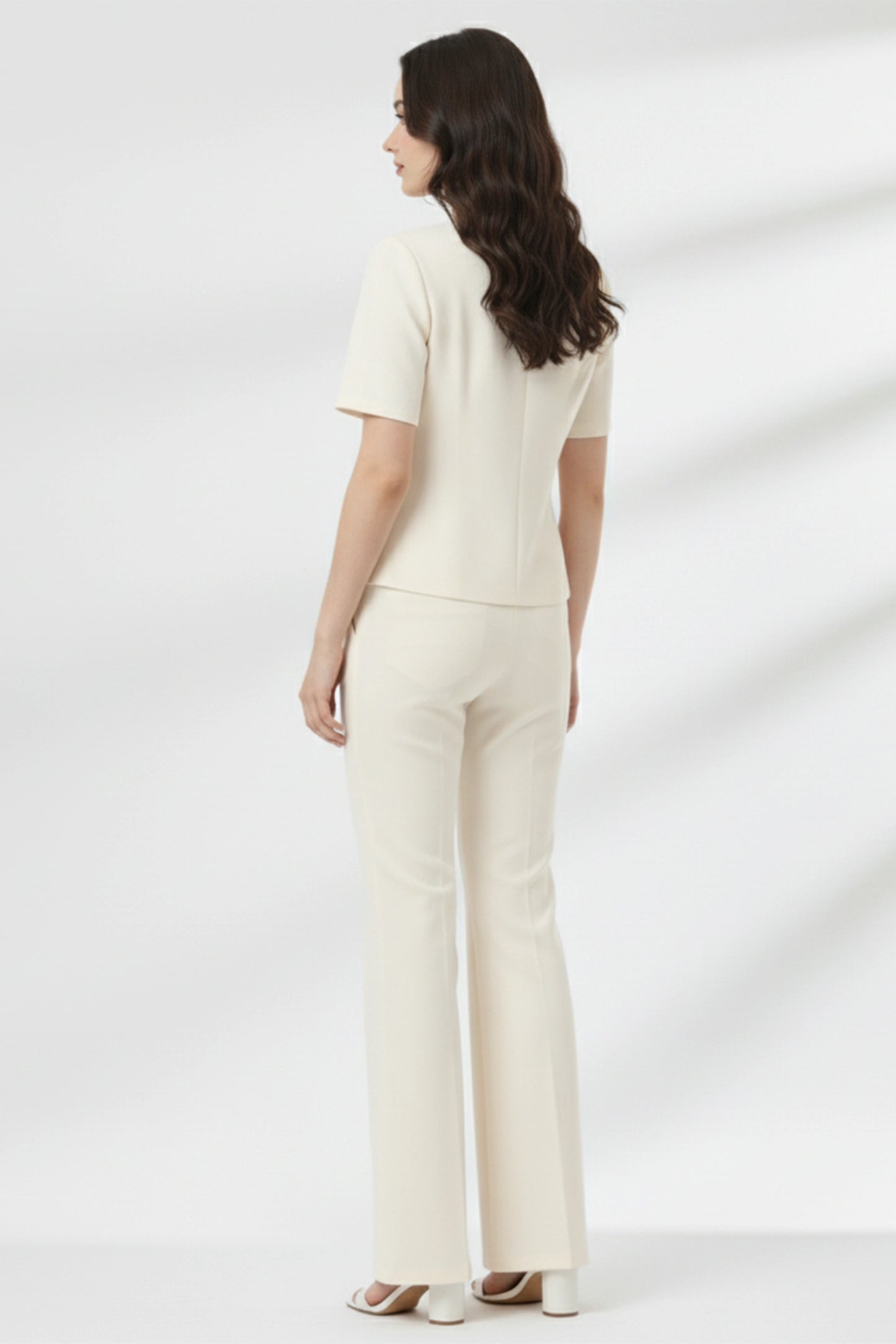 Opaline Flare Trouser - Women’s Ivory Tailored Flare Pants with Pockets