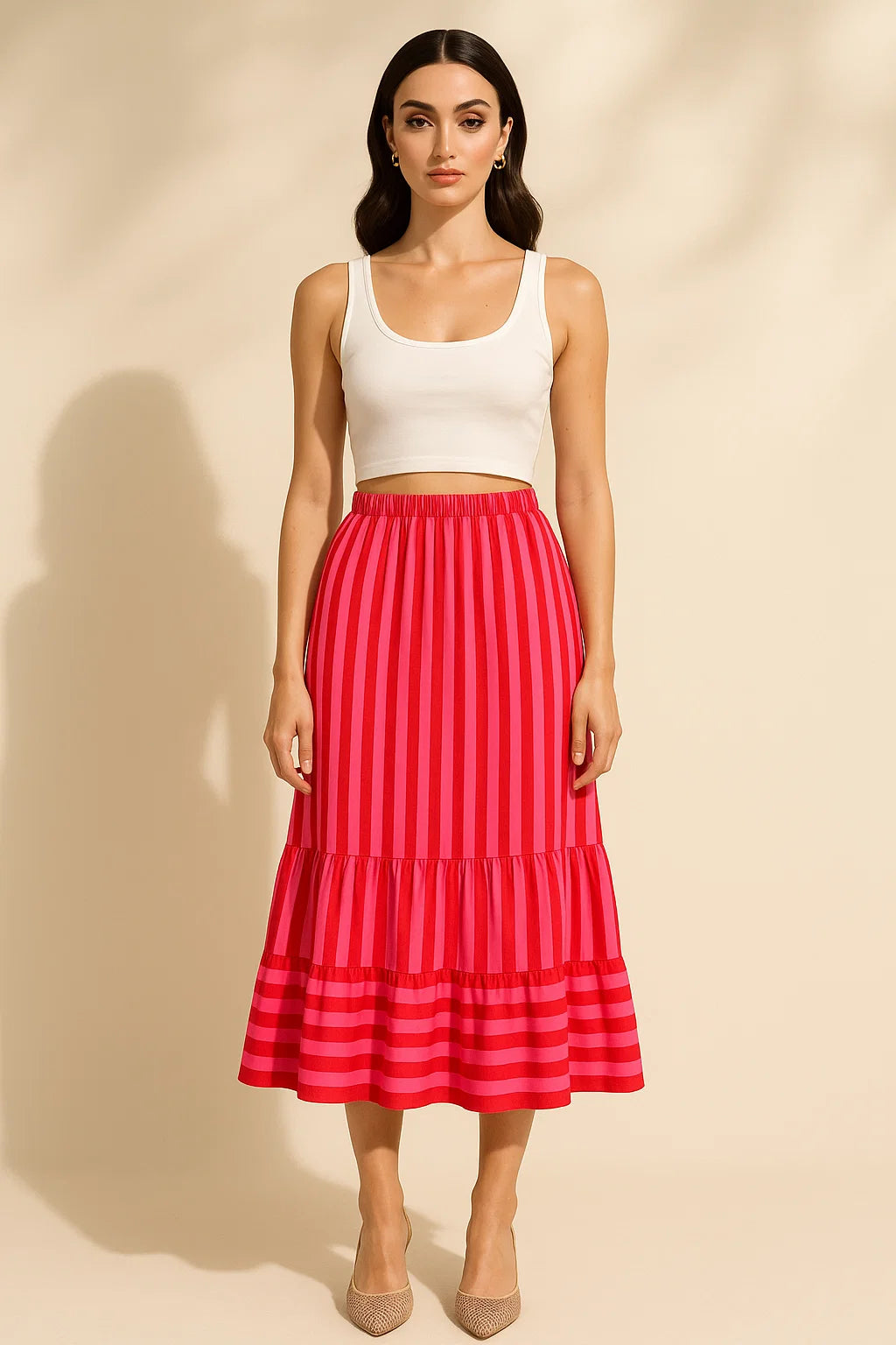 Rose Ember Midi Skirt