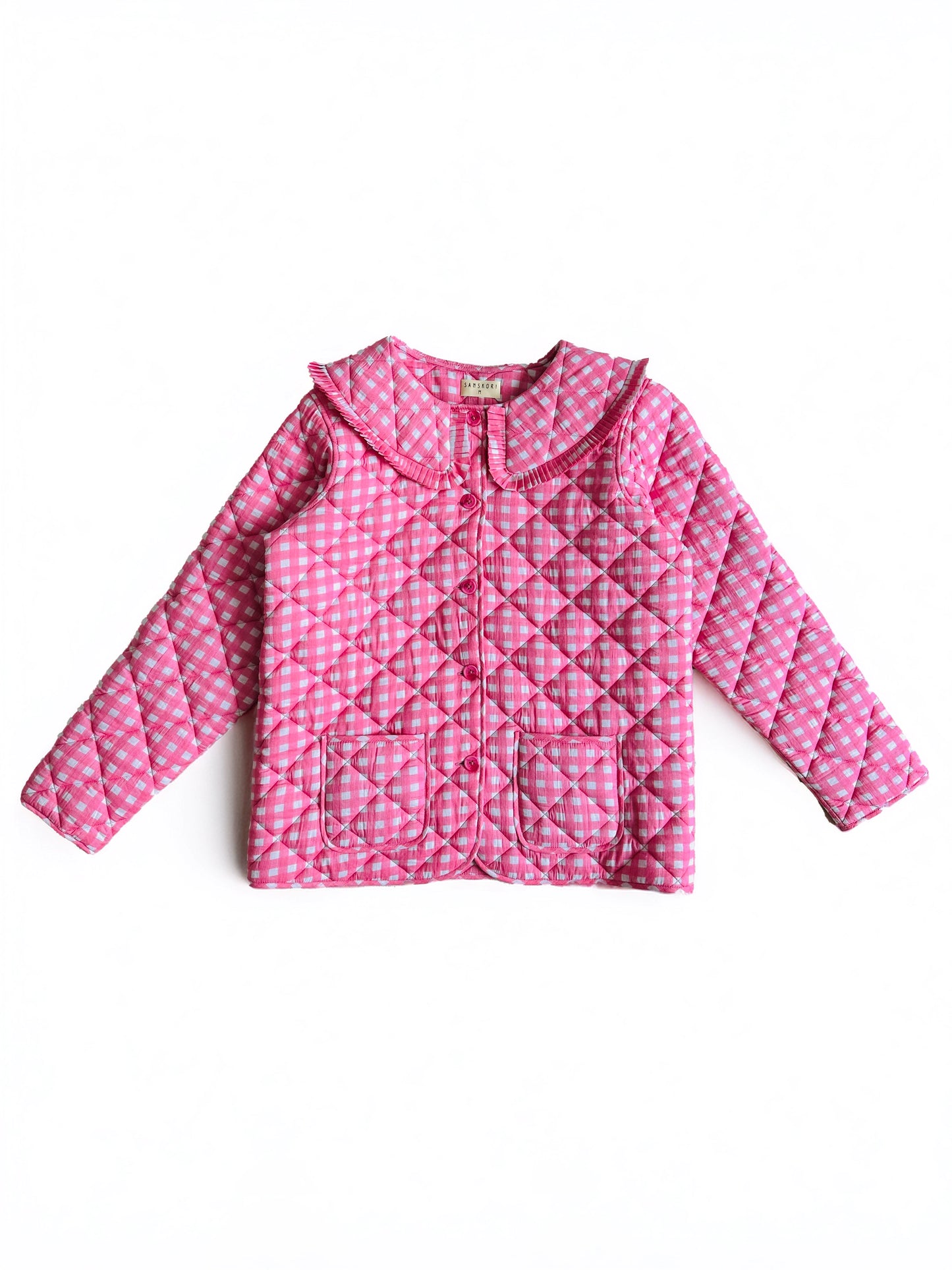Gingham Pink Full Sleeve Jacket