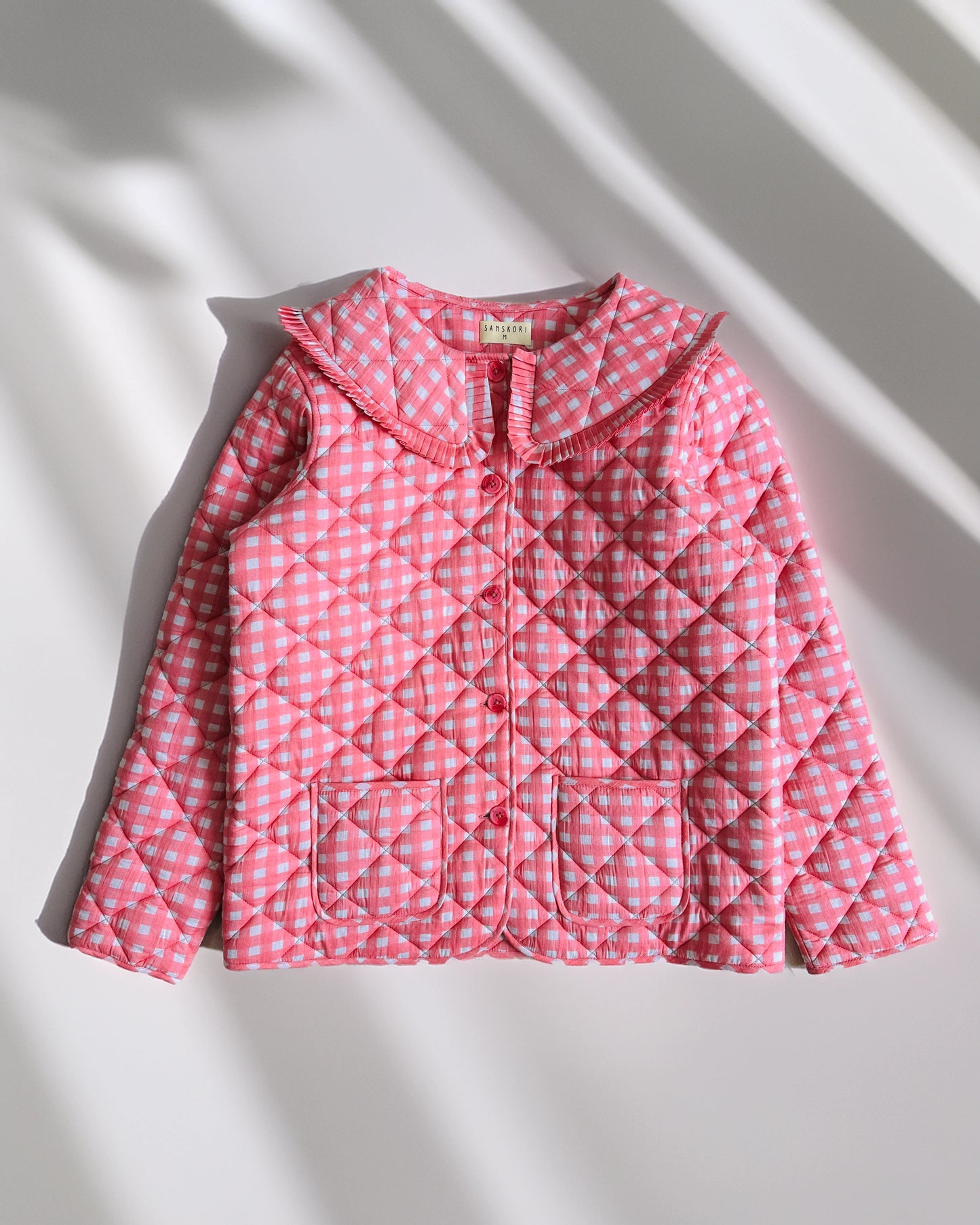 Gingham Pink Full Sleeve Jacket