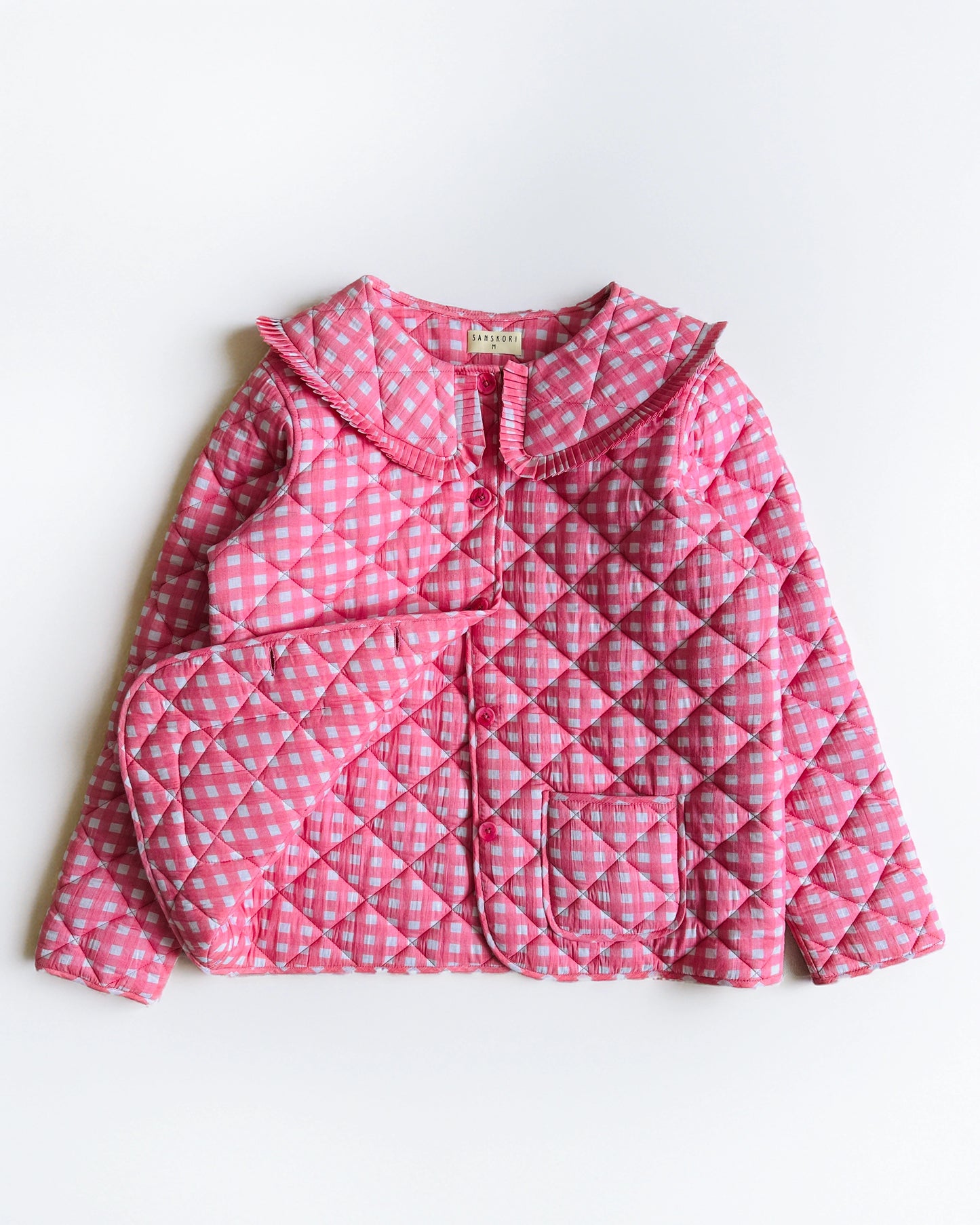 Gingham Pink Full Sleeve Jacket