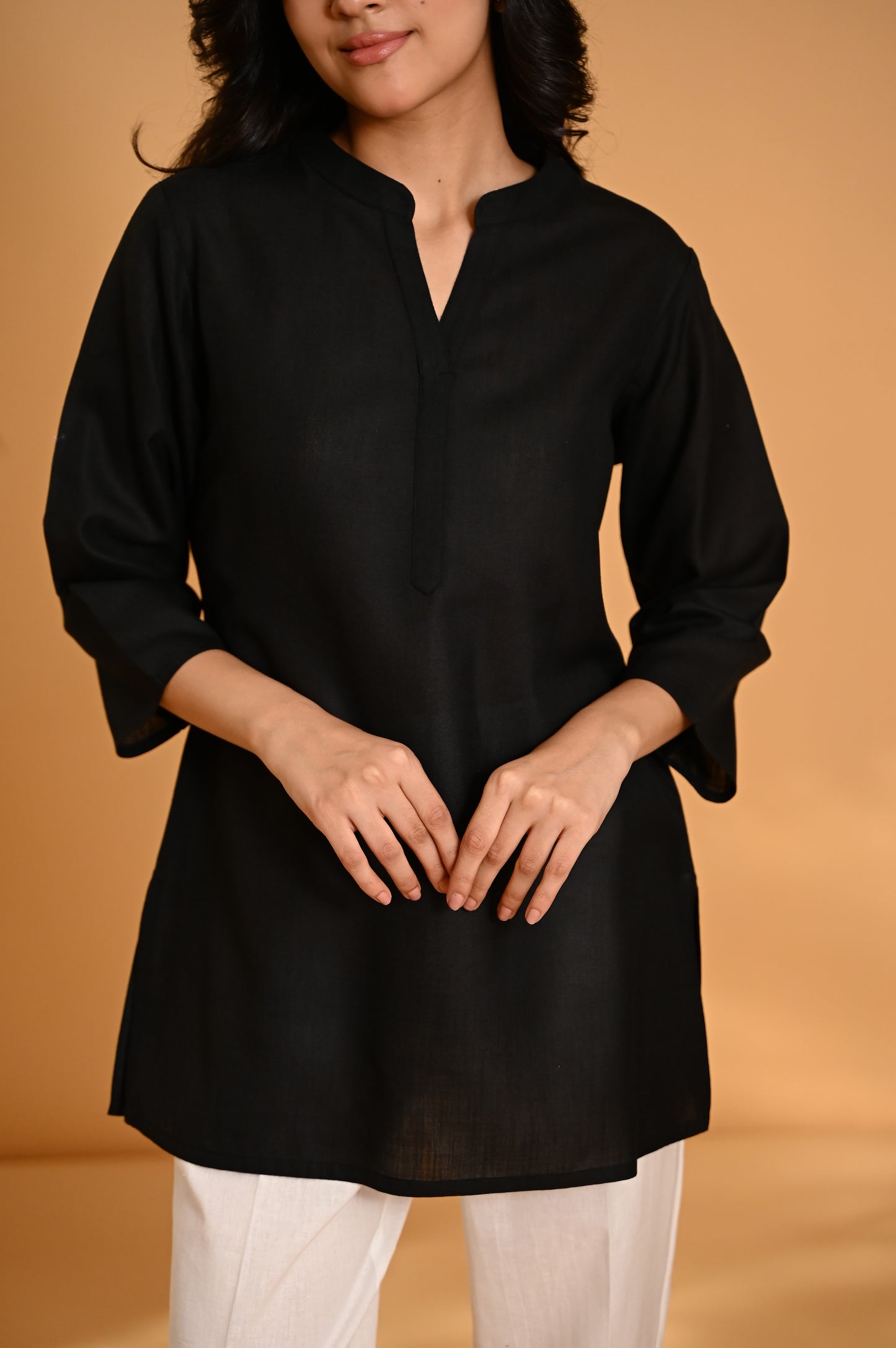Elira Short Cotton Kurta- Black