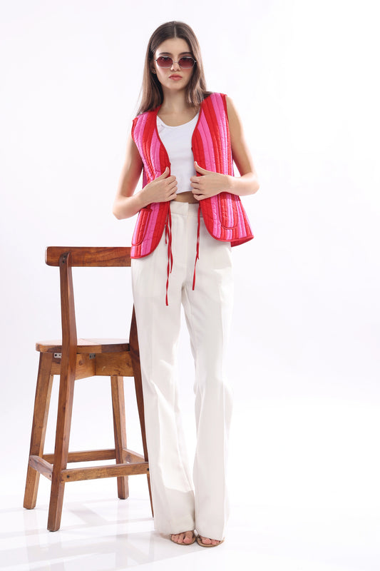 Rose Ember Quilted Vest Jacket