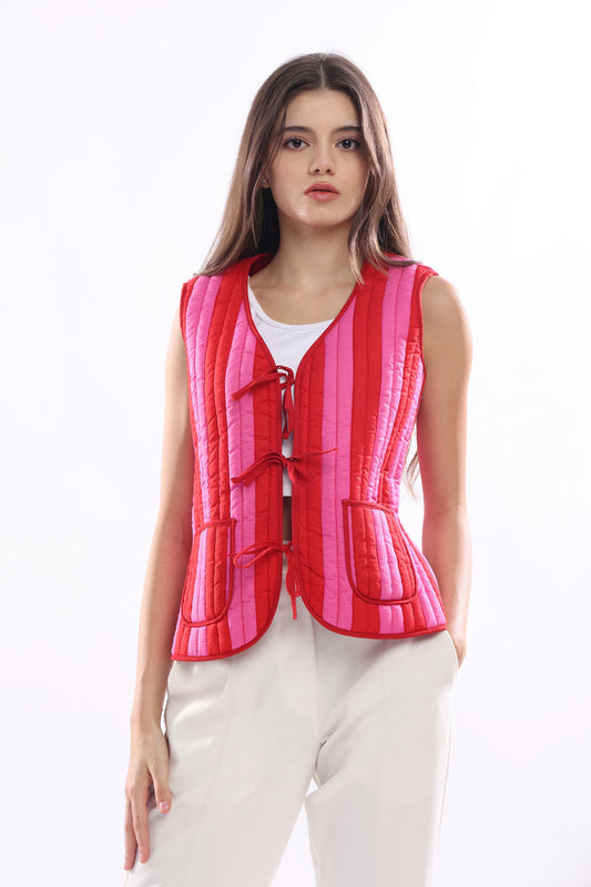 Rose Ember Quilted Vest Jacket