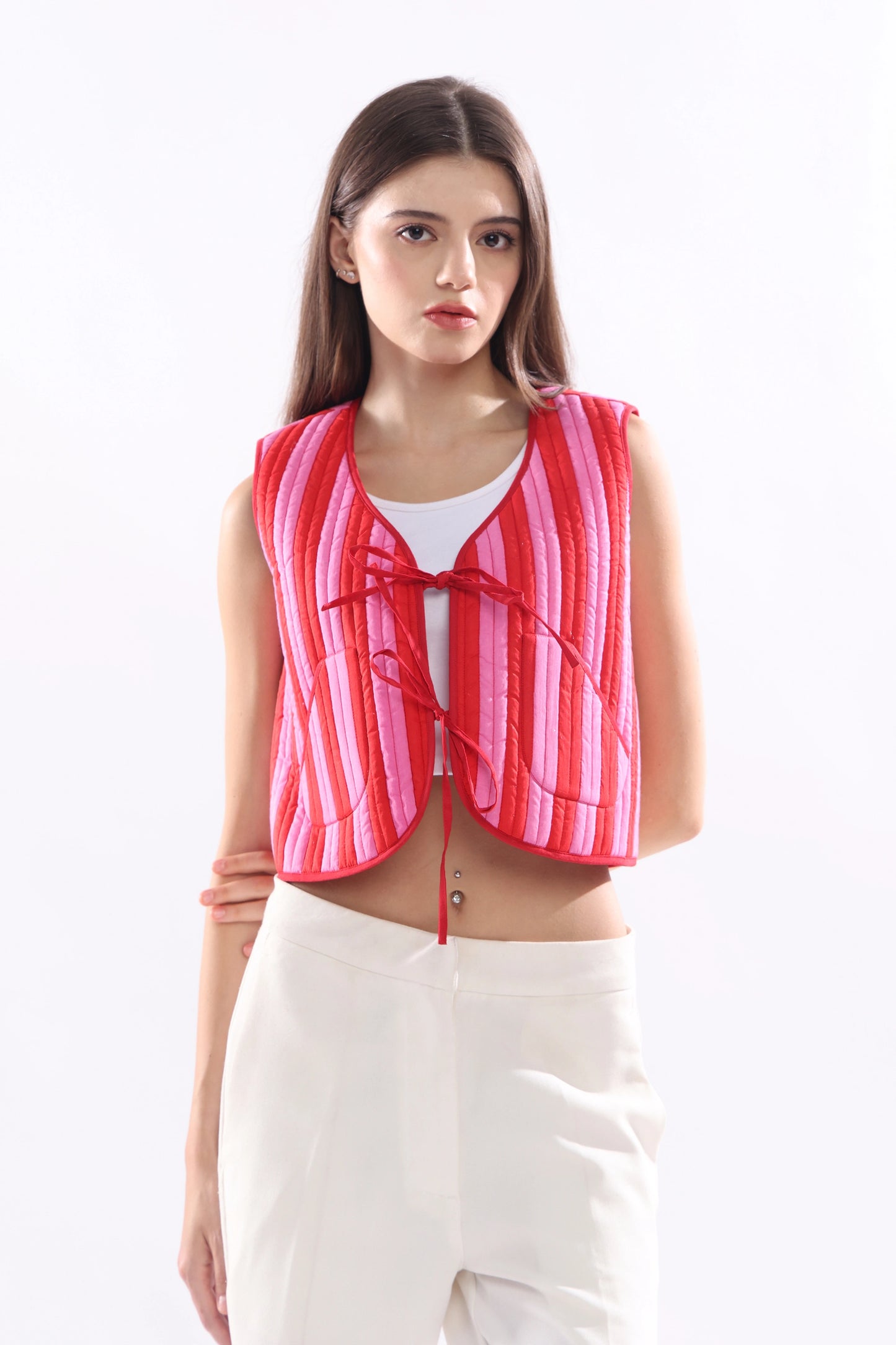 Rose Ember Cropped Vest Jacket