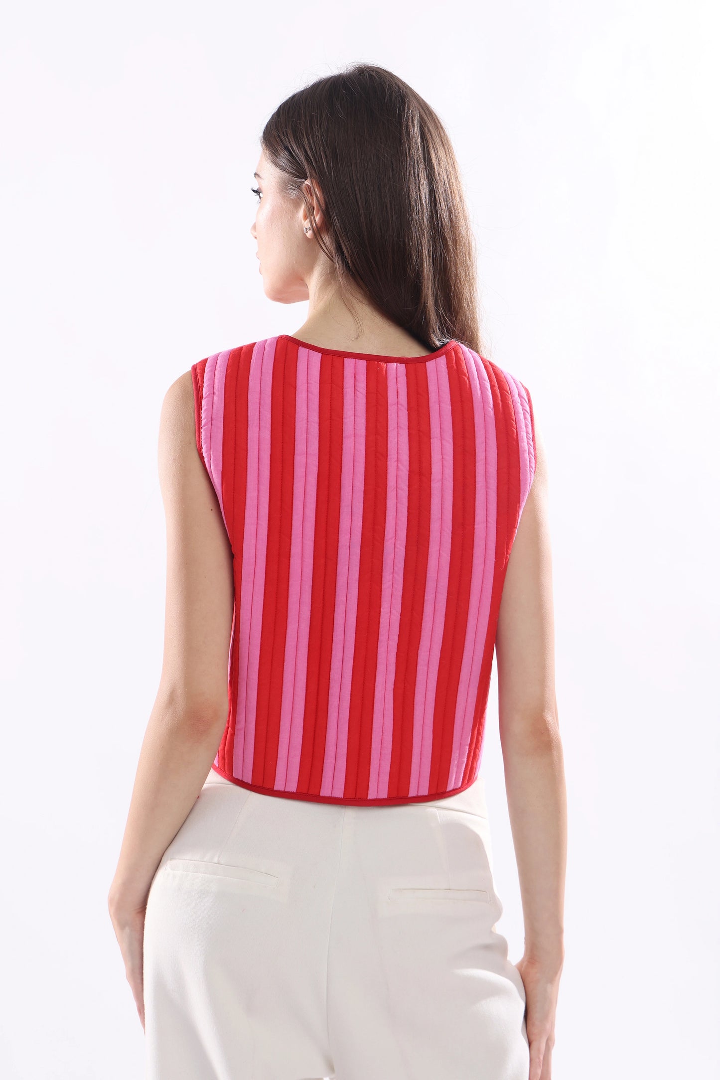 Rose Ember Cropped Vest Jacket