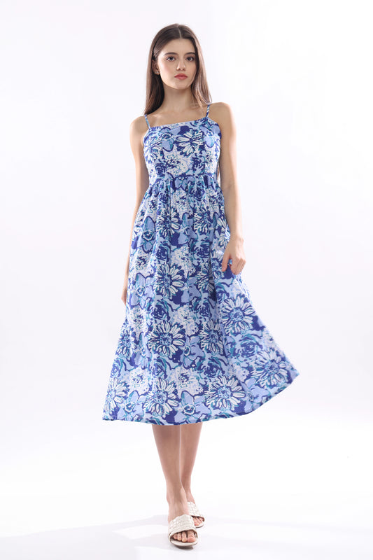 Floré Bleu Midi Dress