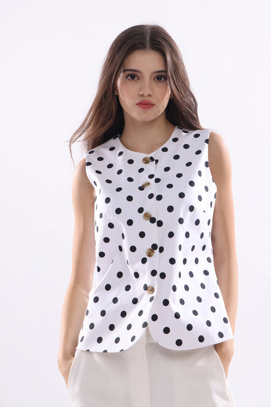 Noir Polka Vest Top