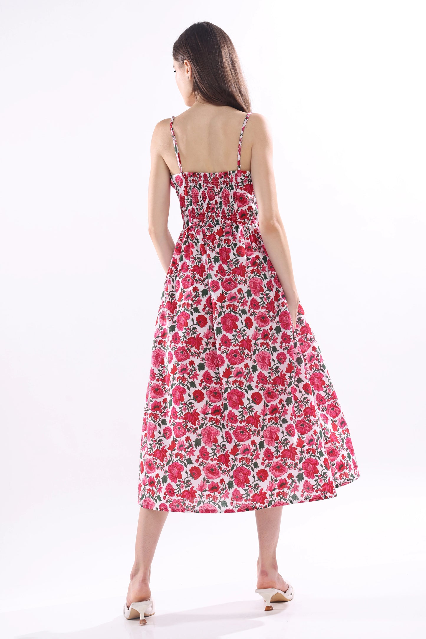 Rosé Garden Midi Dress