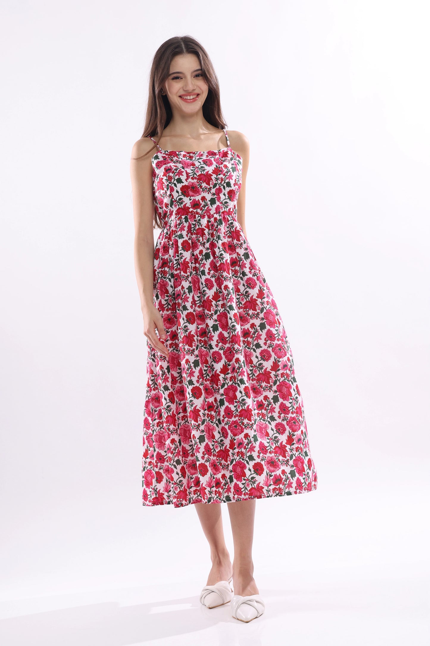 Rosé Garden Midi Dress