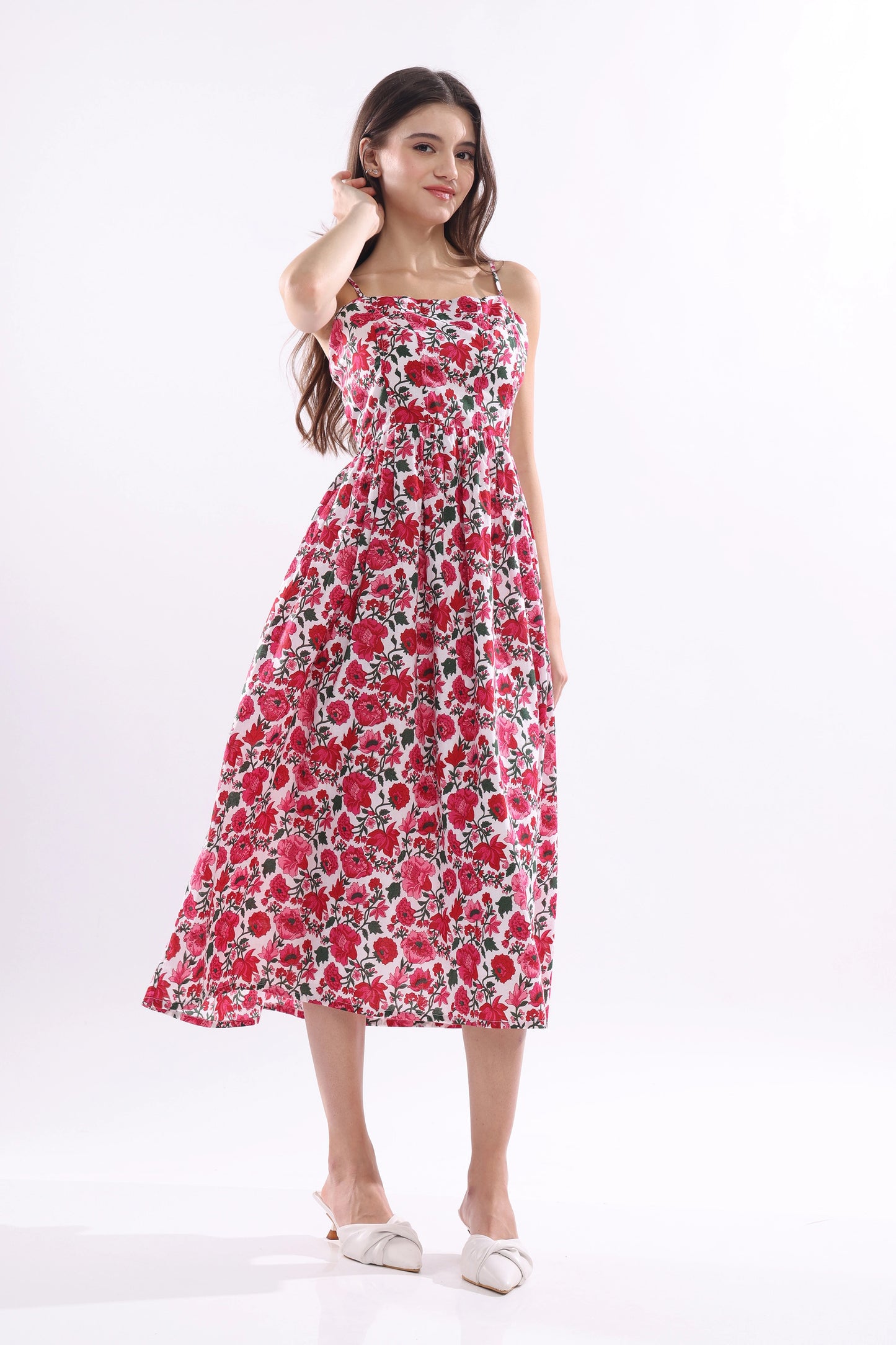 Rosé Garden Midi Dress
