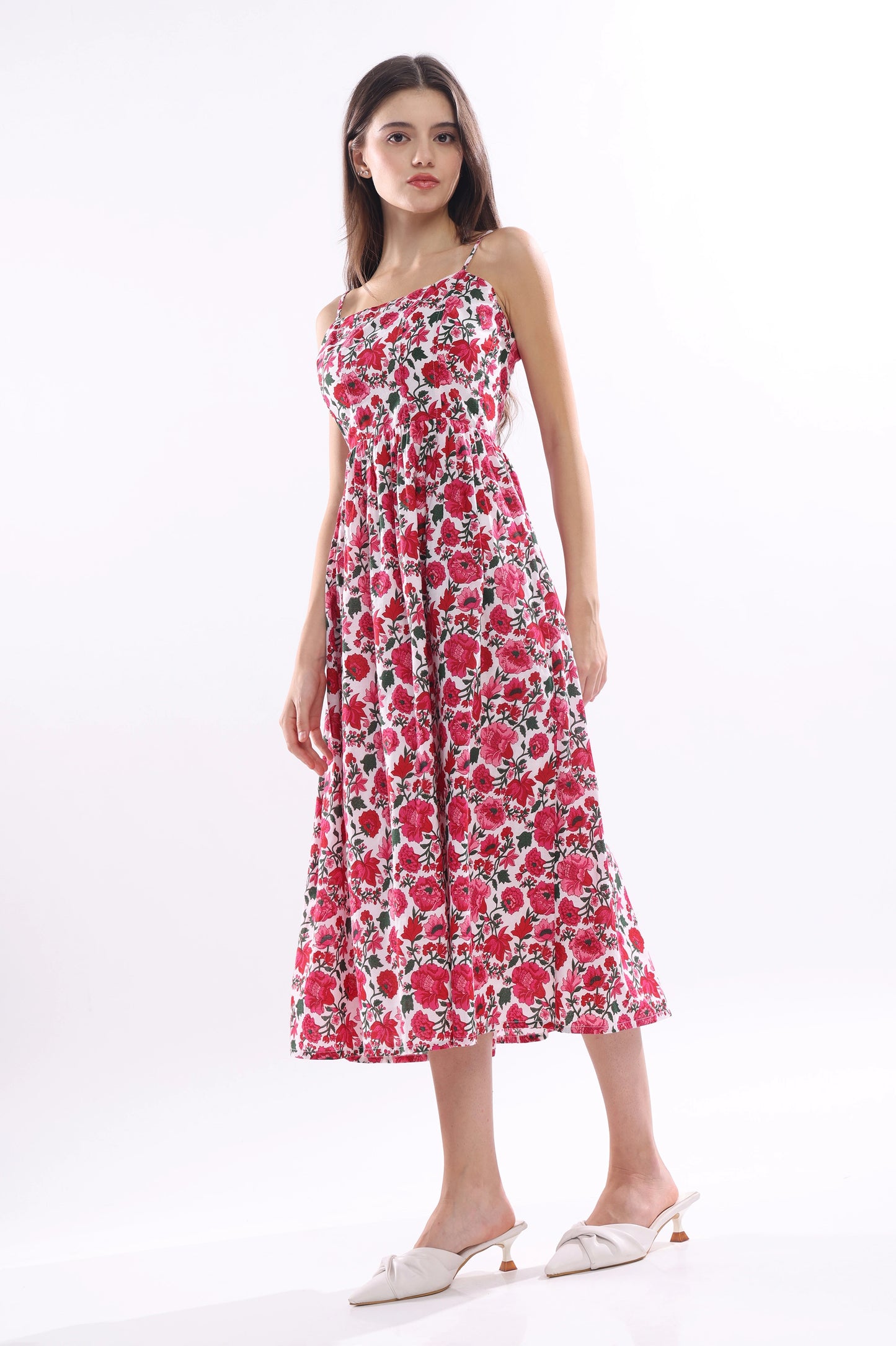 Rosé Garden Midi Dress