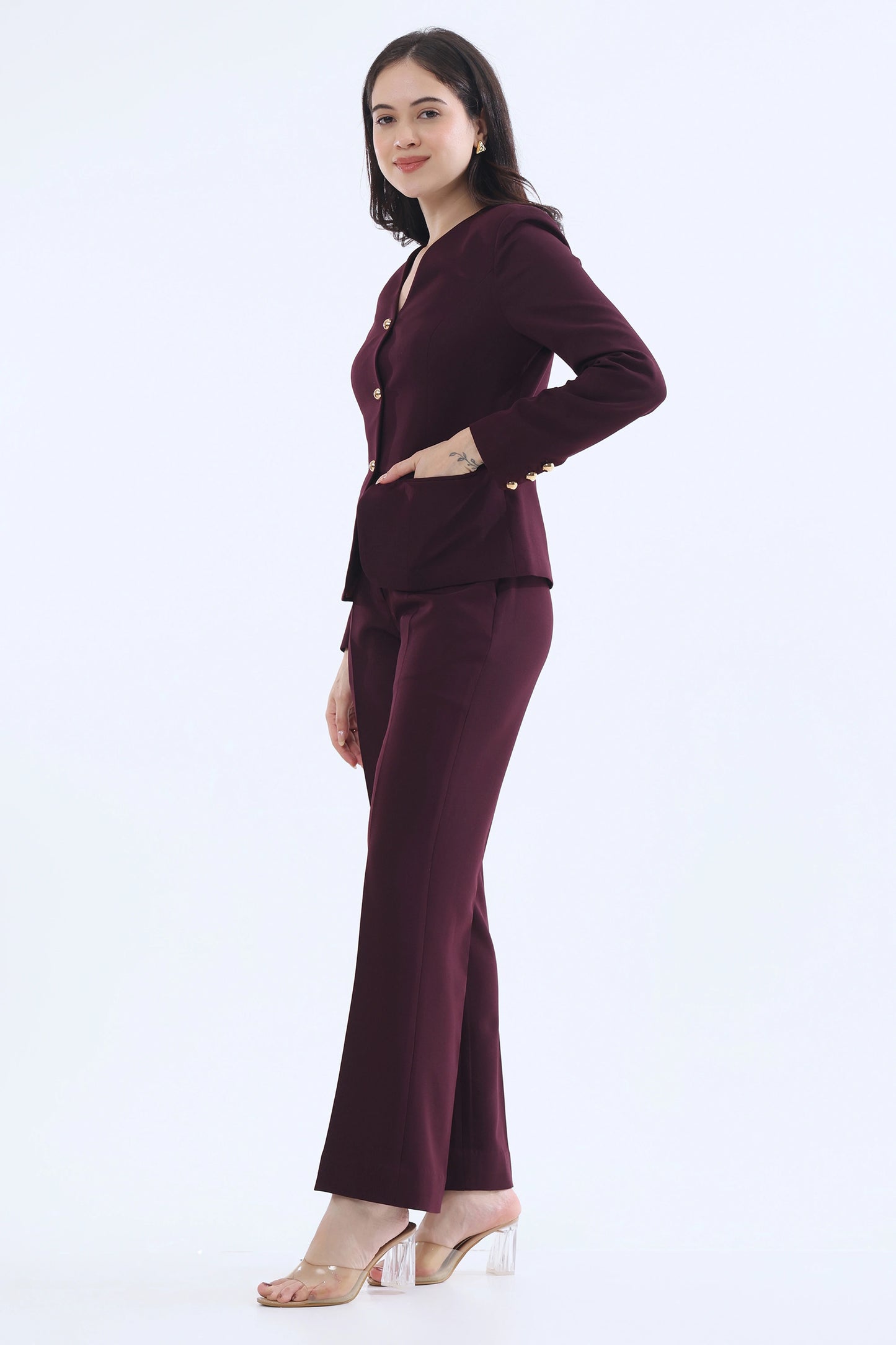 Marsala Long Sleeve Waistcoat